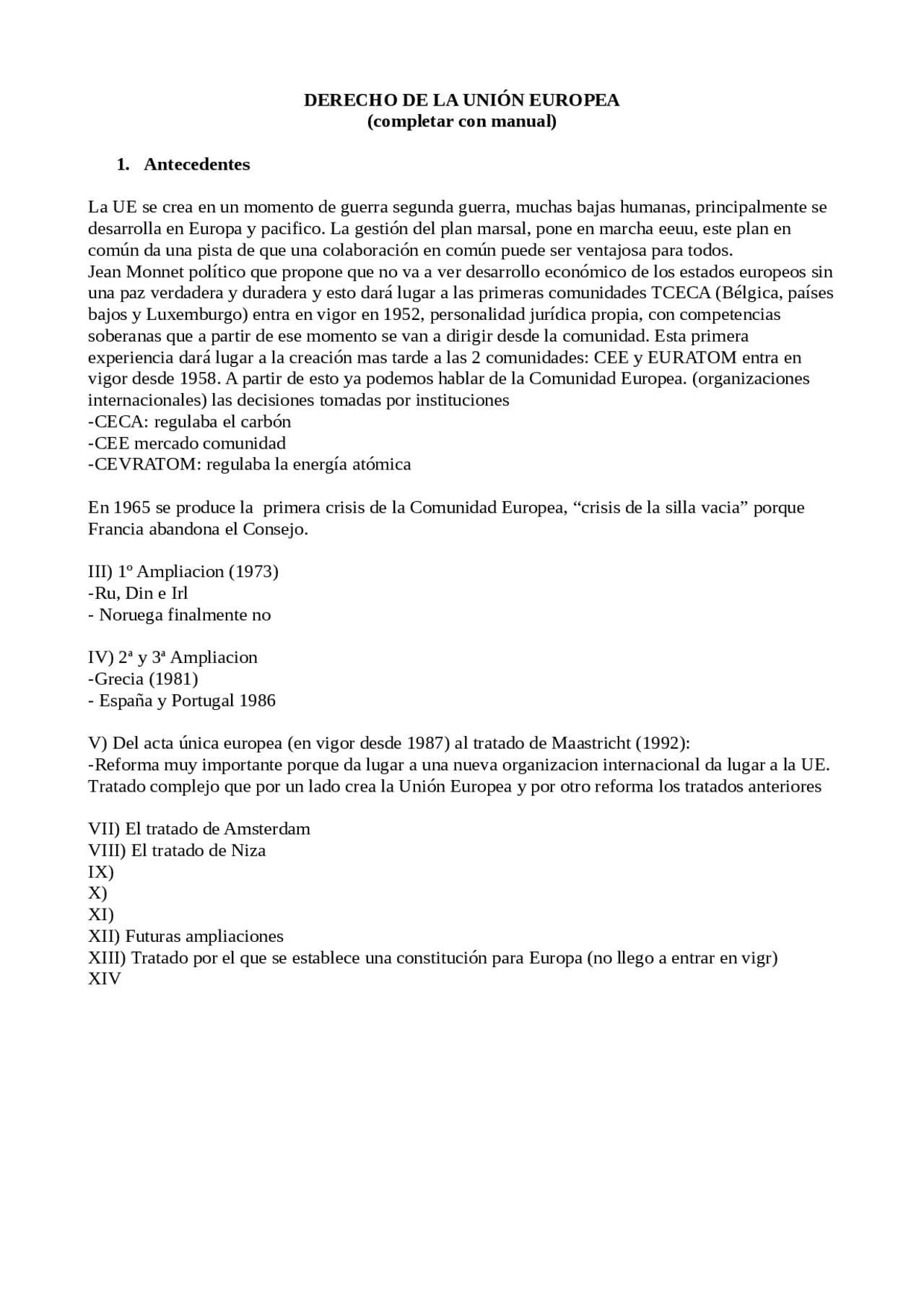 Derecho de la union europea - Docsity