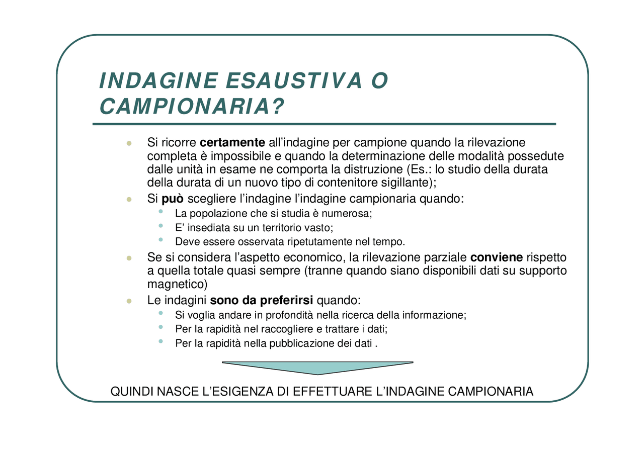 Campionamento statistico inferenziale Docsity