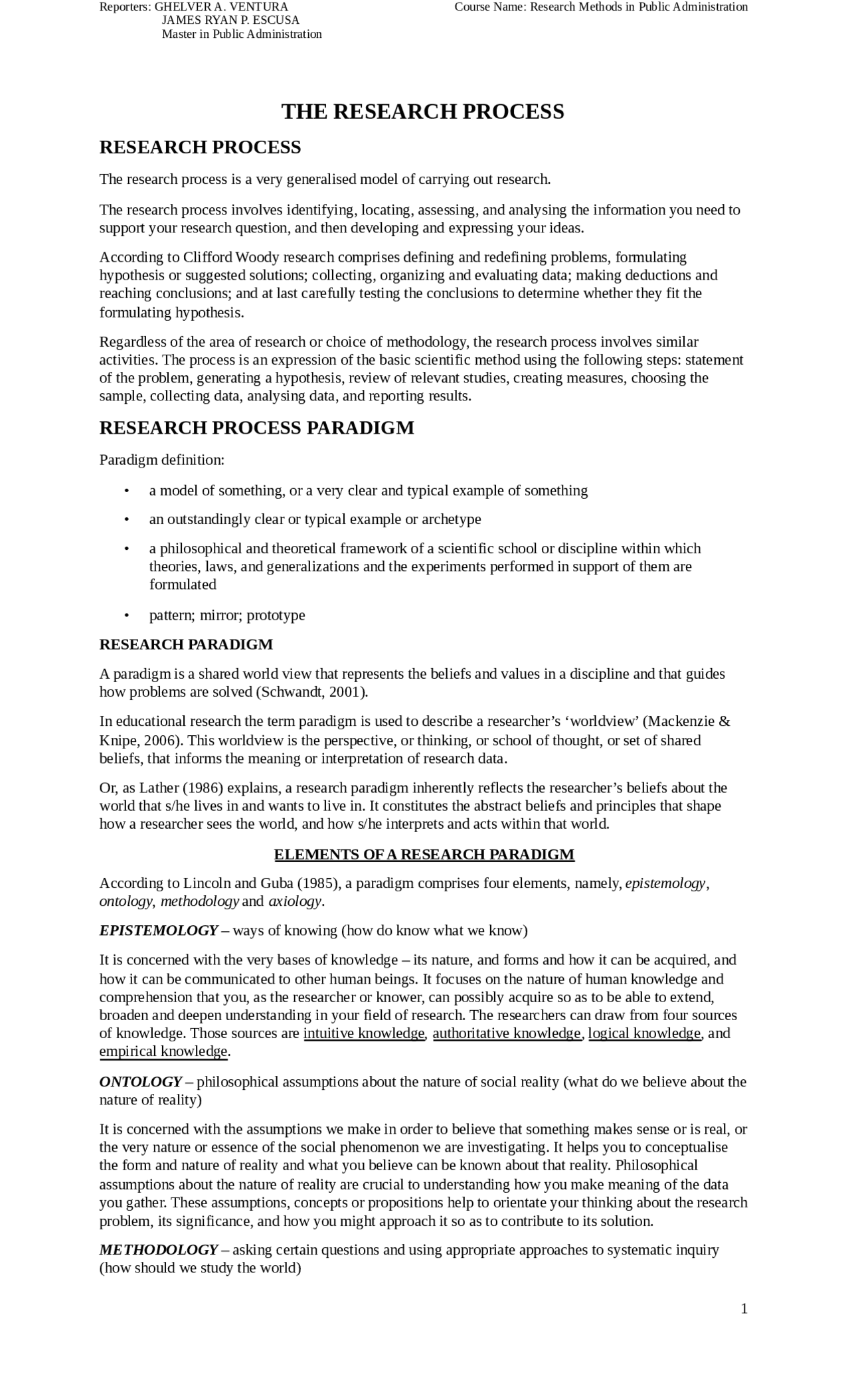 Documented Reseach Process Example The Research Process - Docsity