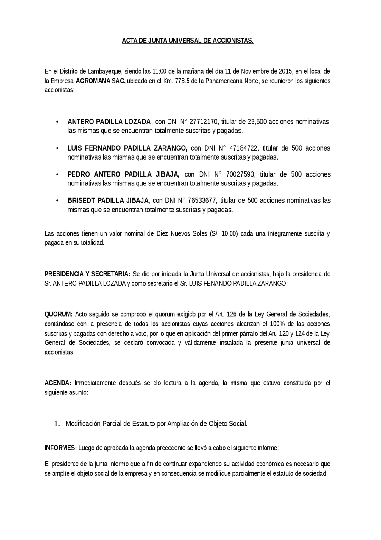 Acta de modificación de objeto social Apuntes de Derecho Docsity Acta de modificación de objeto social Apuntes de Derecho Docsity