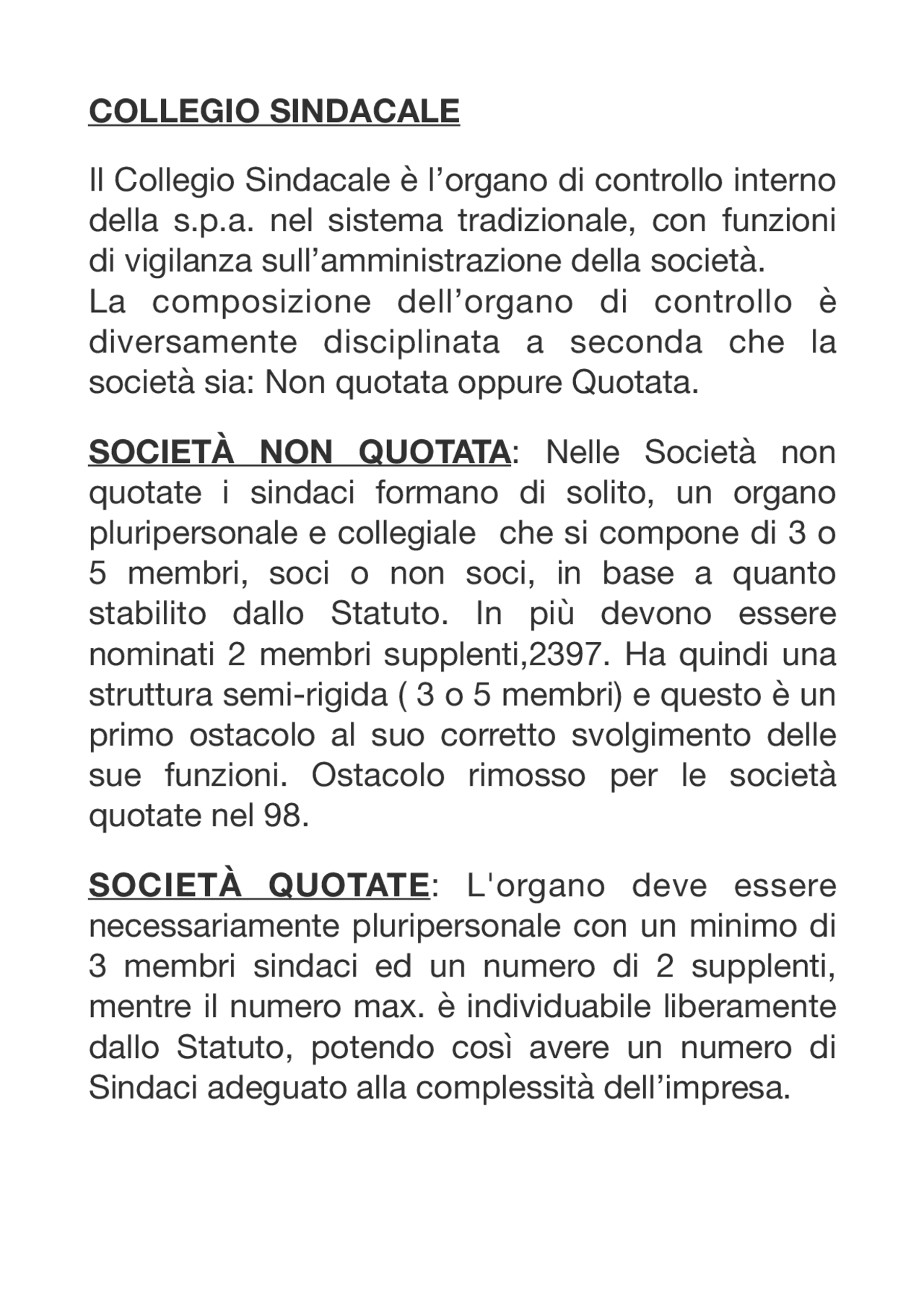 Il Collegio Sindacale. Docsity