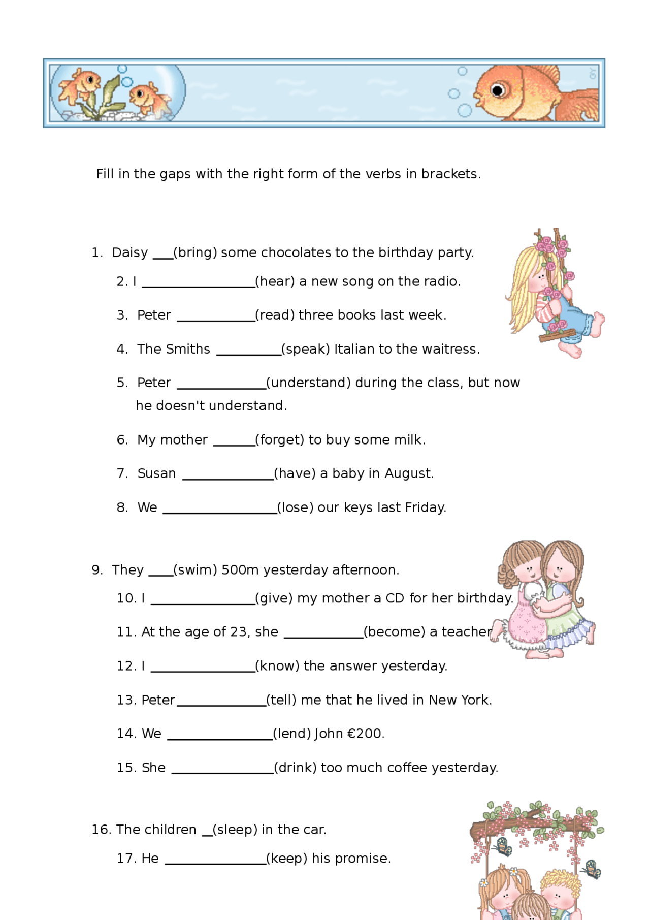 Irregular verbs practice - Docsity