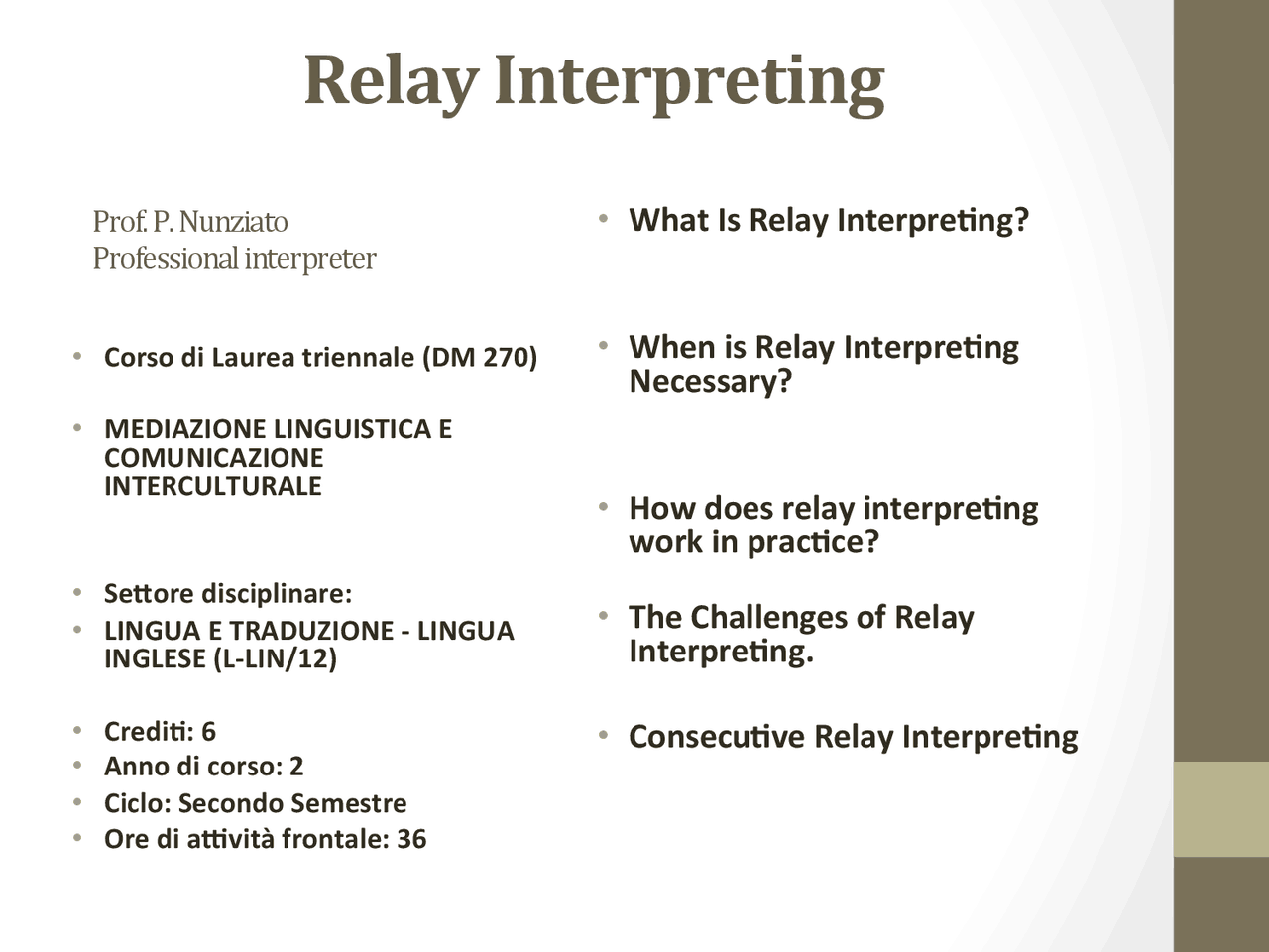 Relay interpreting e mock Docsity