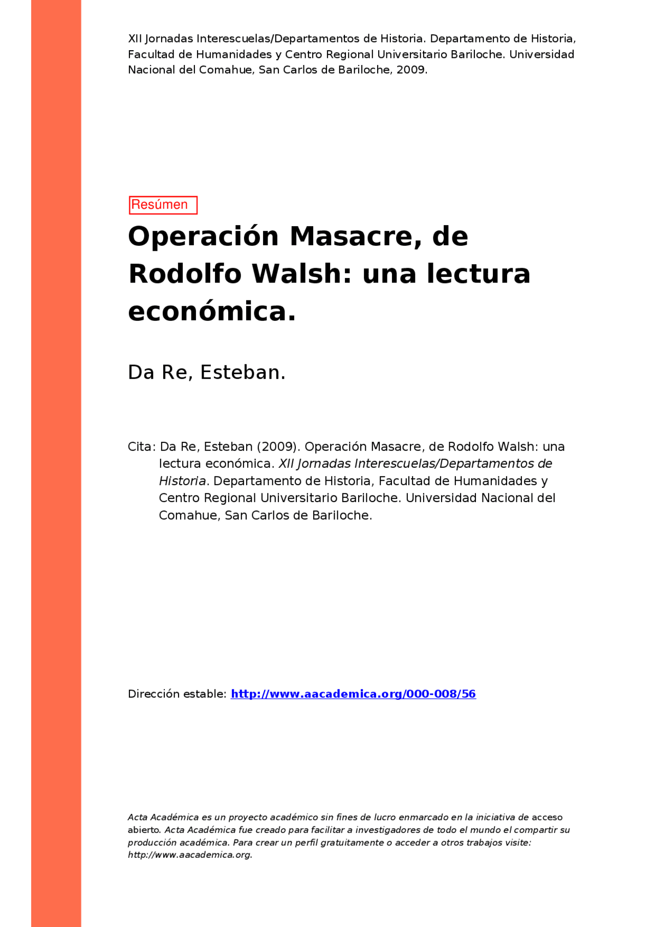 Resumen De Operacion Masacre Rodolfo J Walsh Docsity
