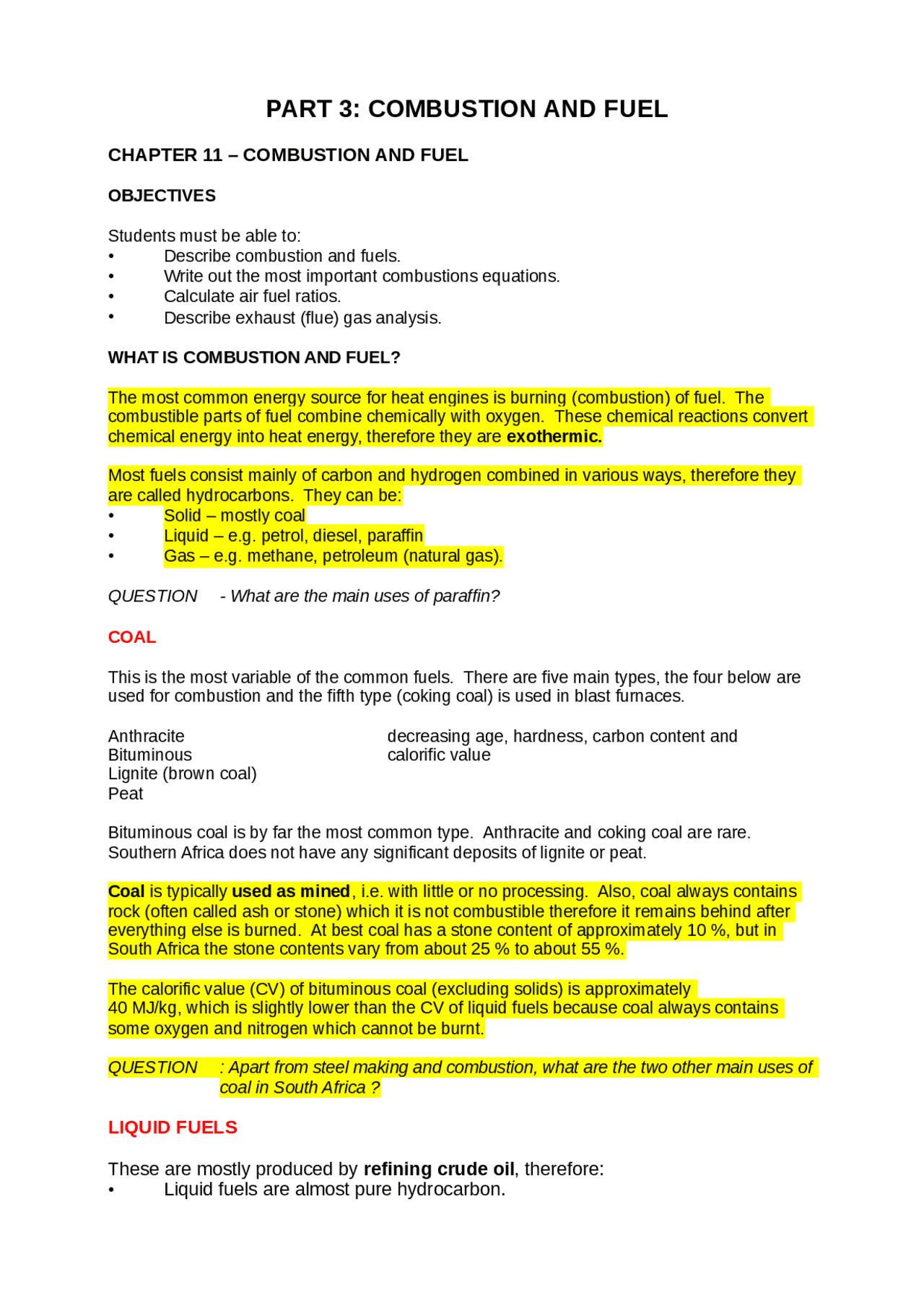 Engineering Chemistry Fuels Notes.pdf Fuels And Combustion Notes Pdf at Sandra Slavin blog
