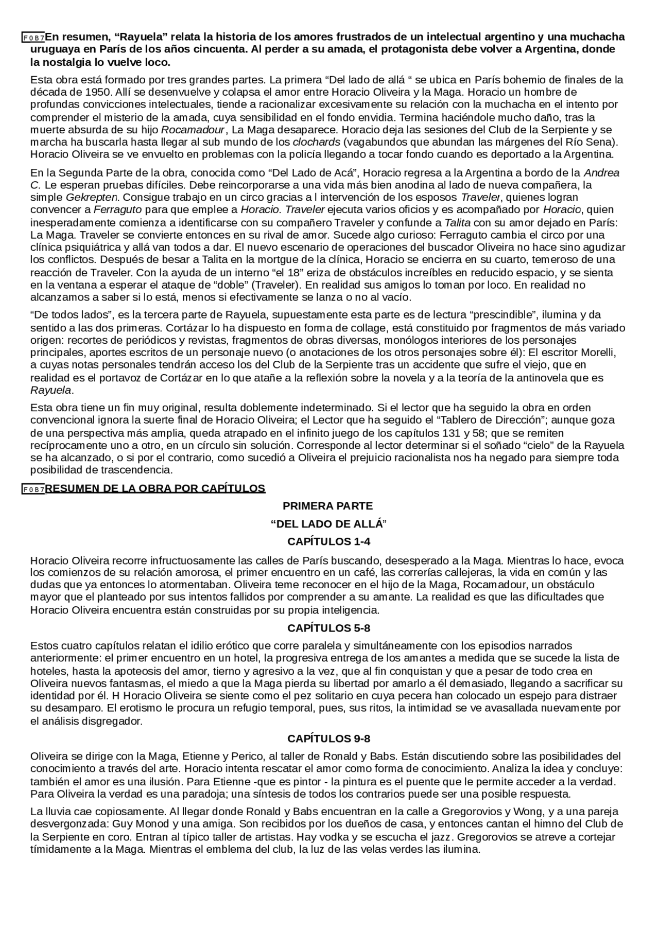 Resena Rayuela Julio Cortazar Docsity