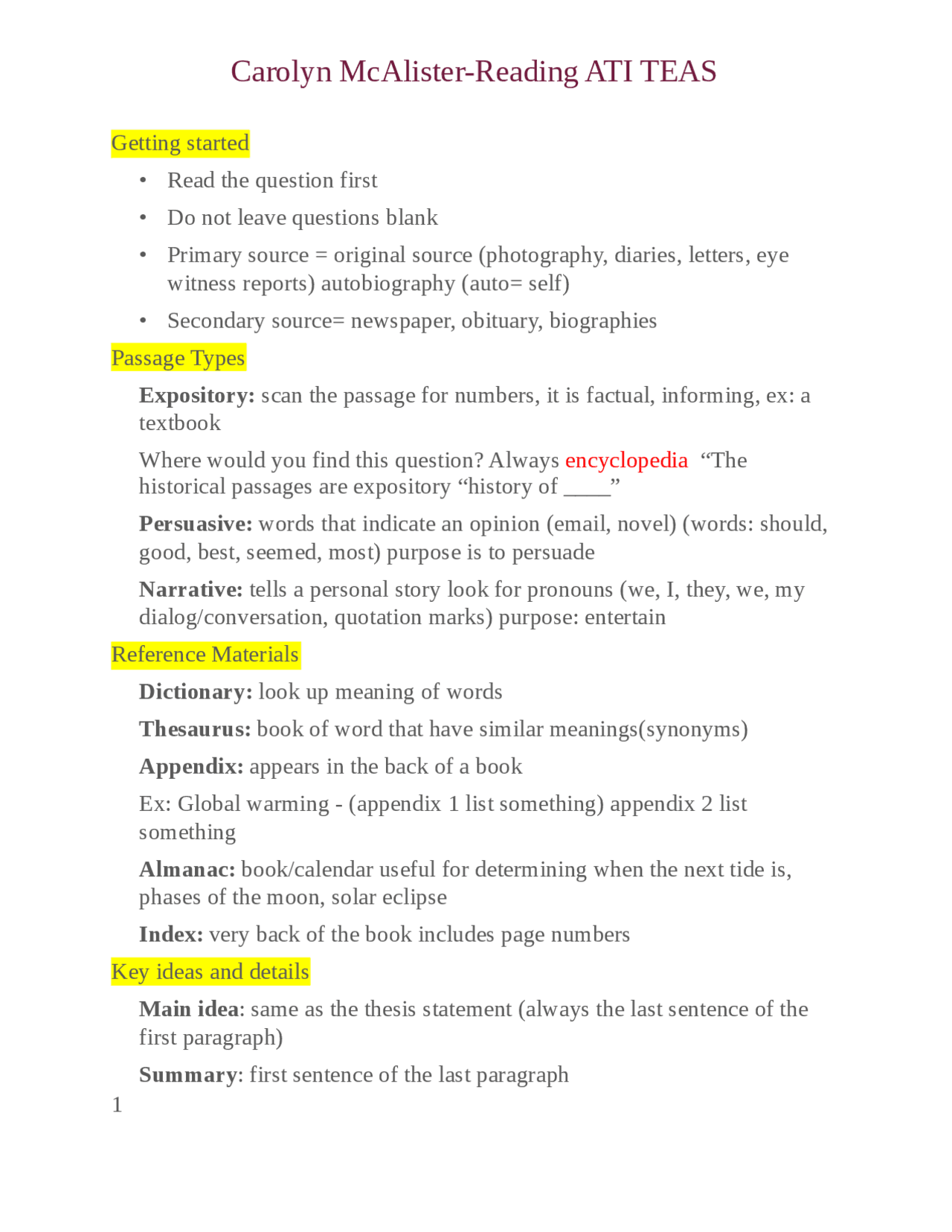 TEAS PRACTICE TEST | Exercises Science education | Docsity