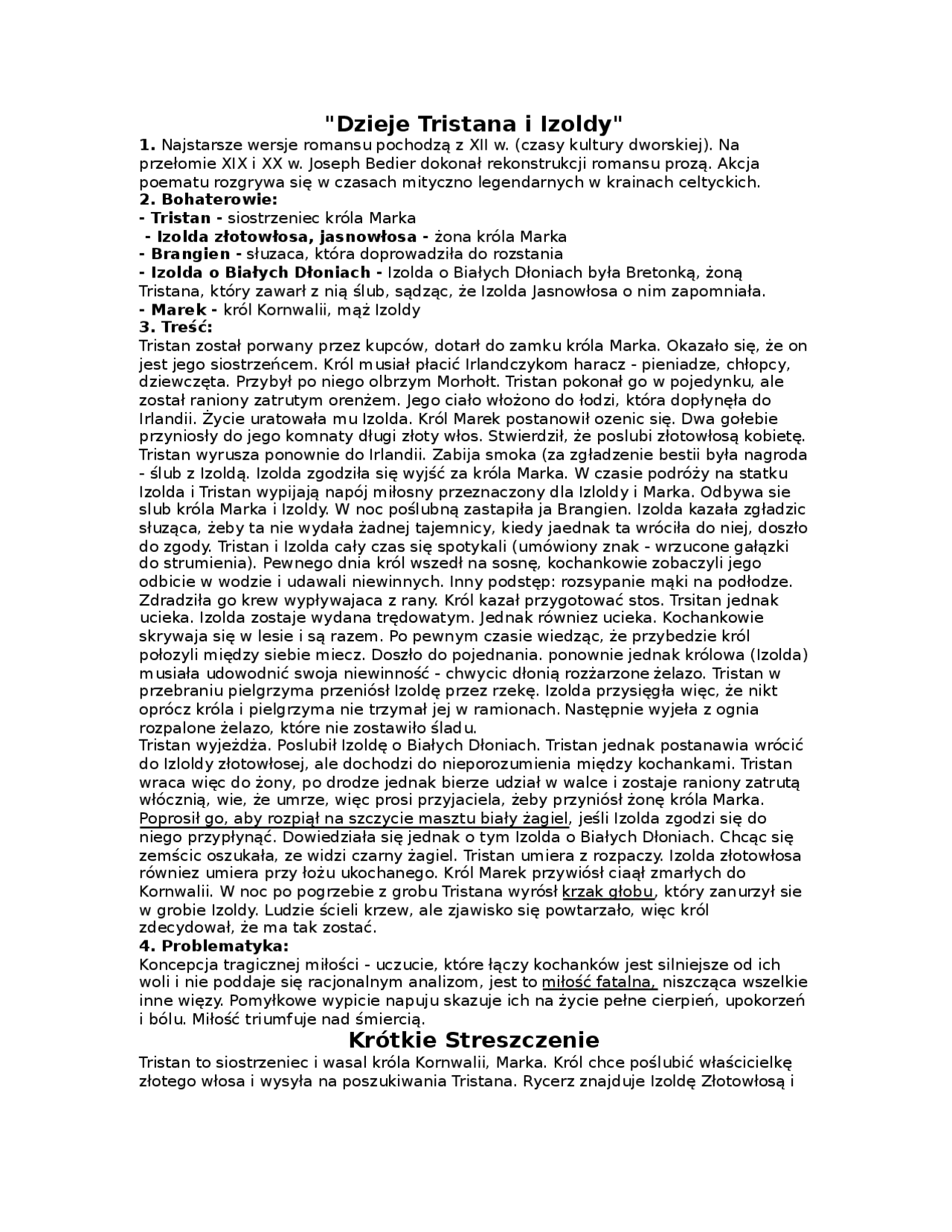 Dzieje Tristana i Izoldy - Docsity