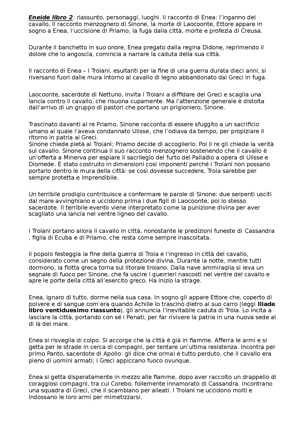 Il Racconto Di Enea L Inganno Del Cavallo Parafrasi