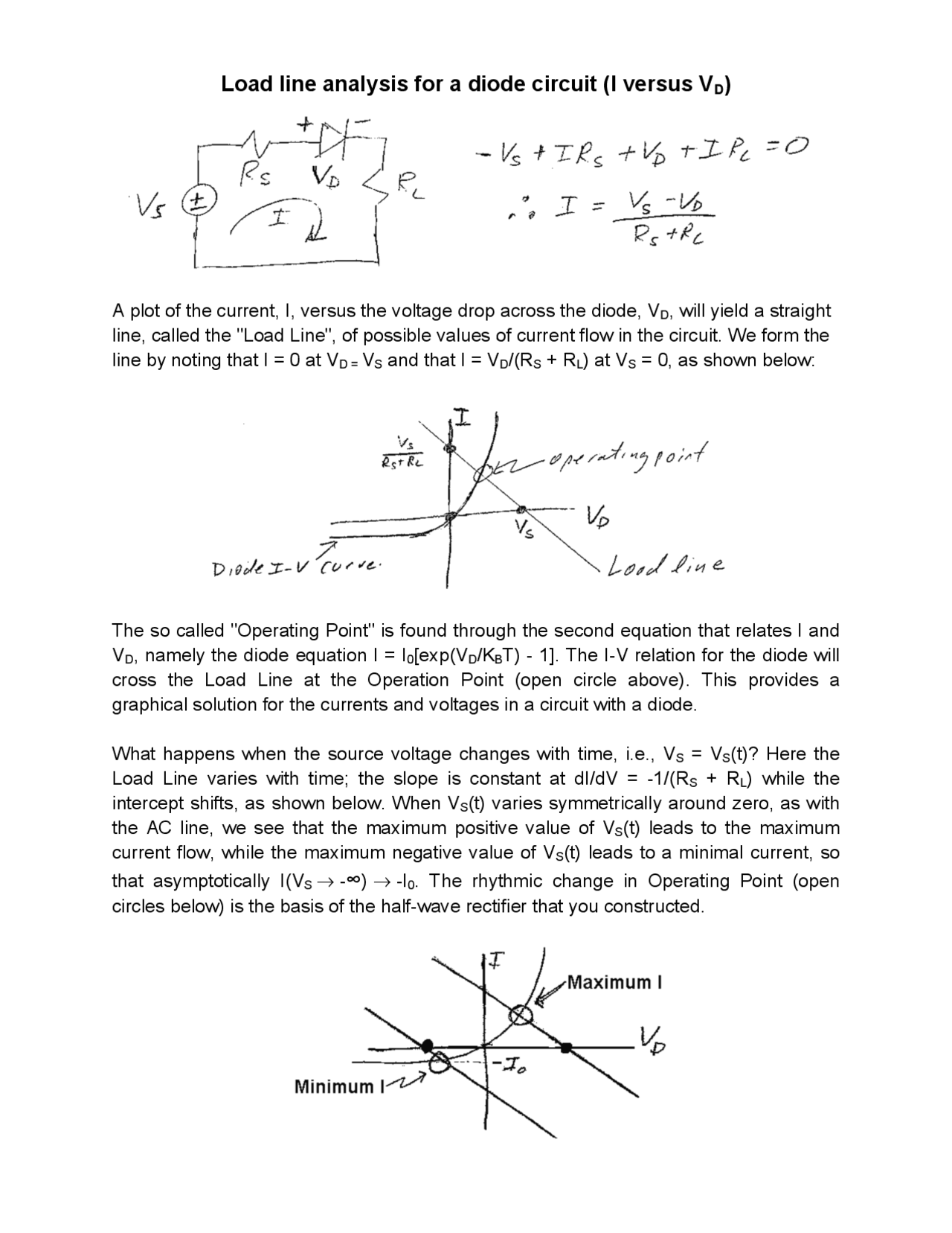 Load line analysis for a diode circuit - Docsity