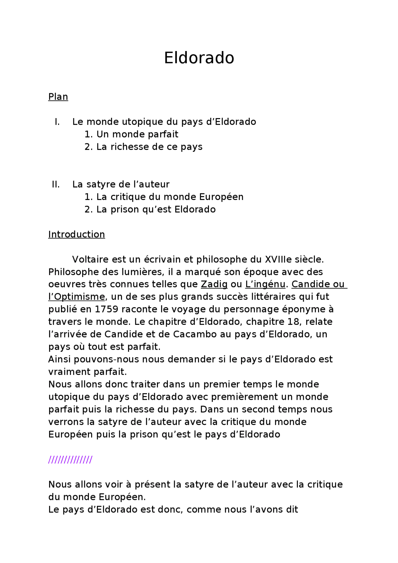 Commentaire De Texte Eldorado Docsity