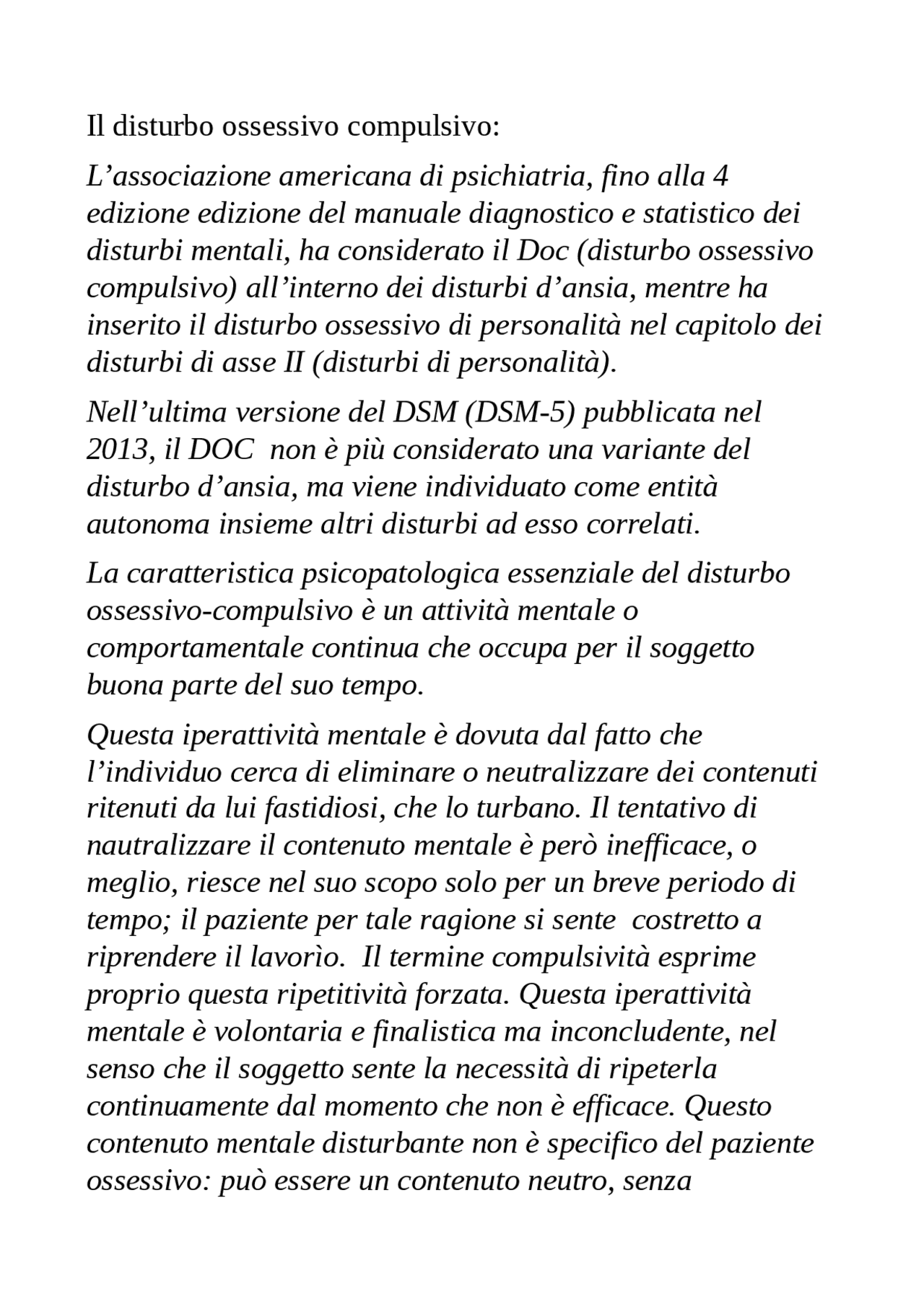 DISTURBO DISSOCIATIVO DI PERSONALITA' - Docsity
