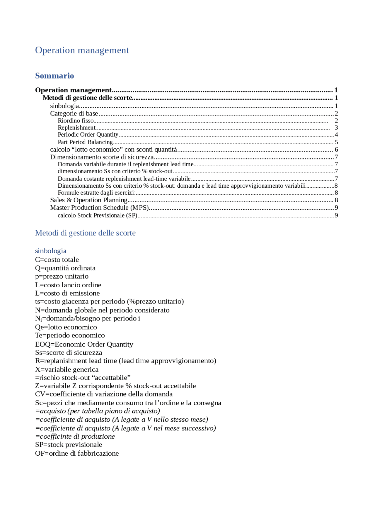 Operation Managament - Docsity
