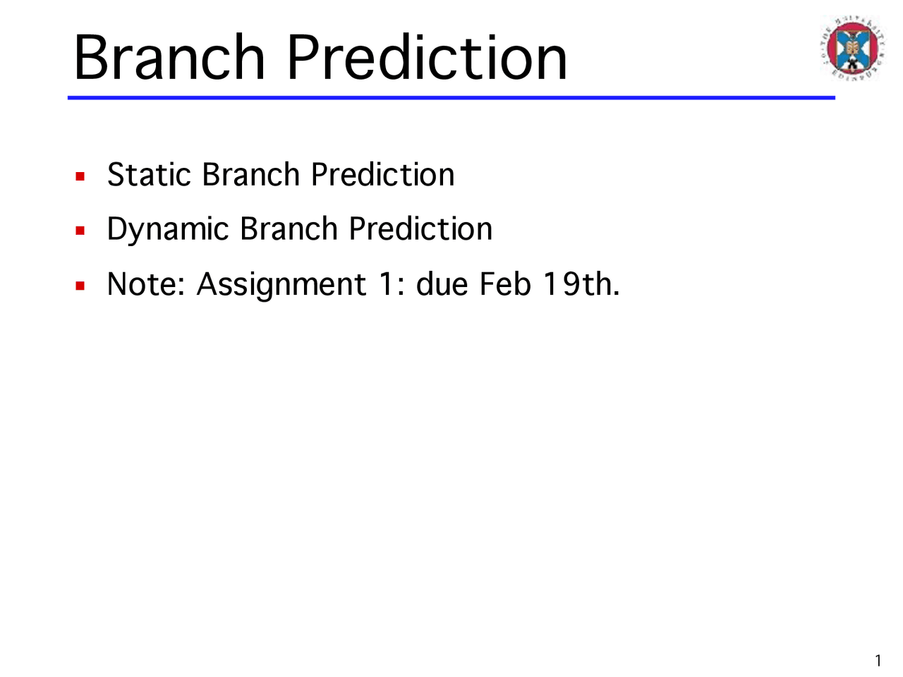 Static Branch Prediction - Docsity