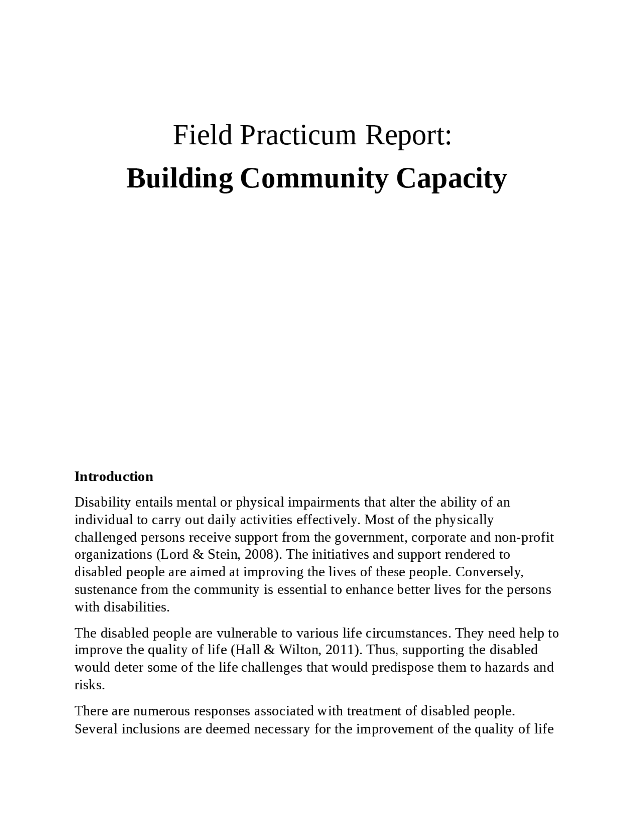 Field Report Example for EAPP | Exercises English | Docsity