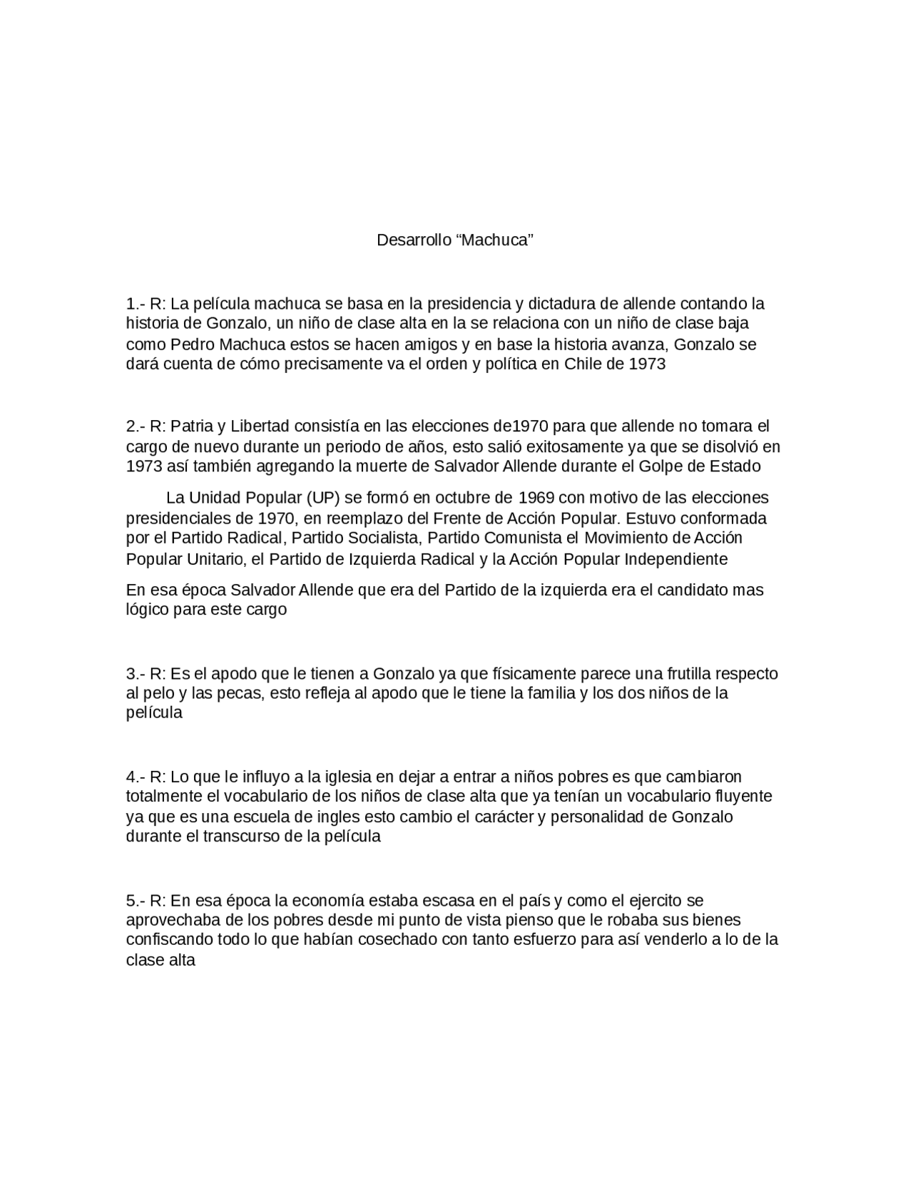 Desarrollo De La Pelicula Machuca Docsity