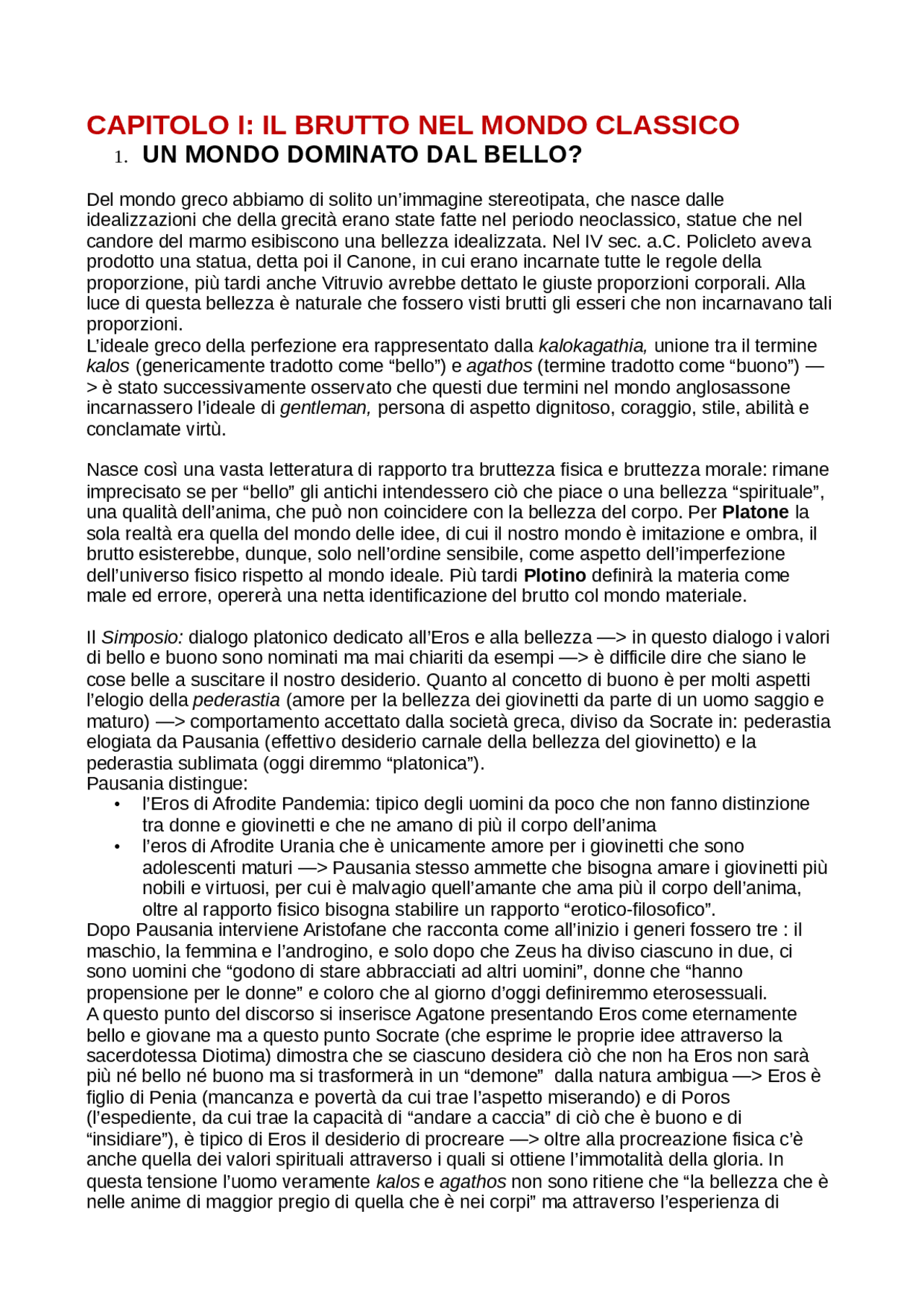 Riassunto del libro Storia della Bruttezza di U. Eco Docsity