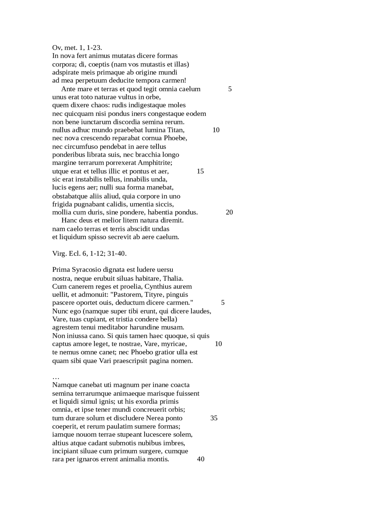 Textos Ovidio Latín | Traducciones de Latín | Docsity