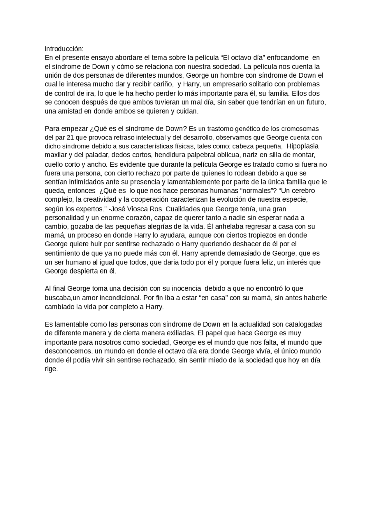 Ensayo De La Pelicula El Octavo Dia Docsity