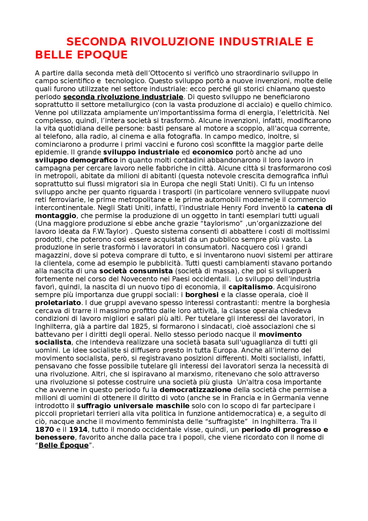 Riassunto Seconda rivoluzione industriale, Belle epoque, Imperialismi e Età giolittiana Docsity Riassunto Seconda rivoluzione industriale, Belle epoque, Imperialismi e Età giolittiana Docsity
