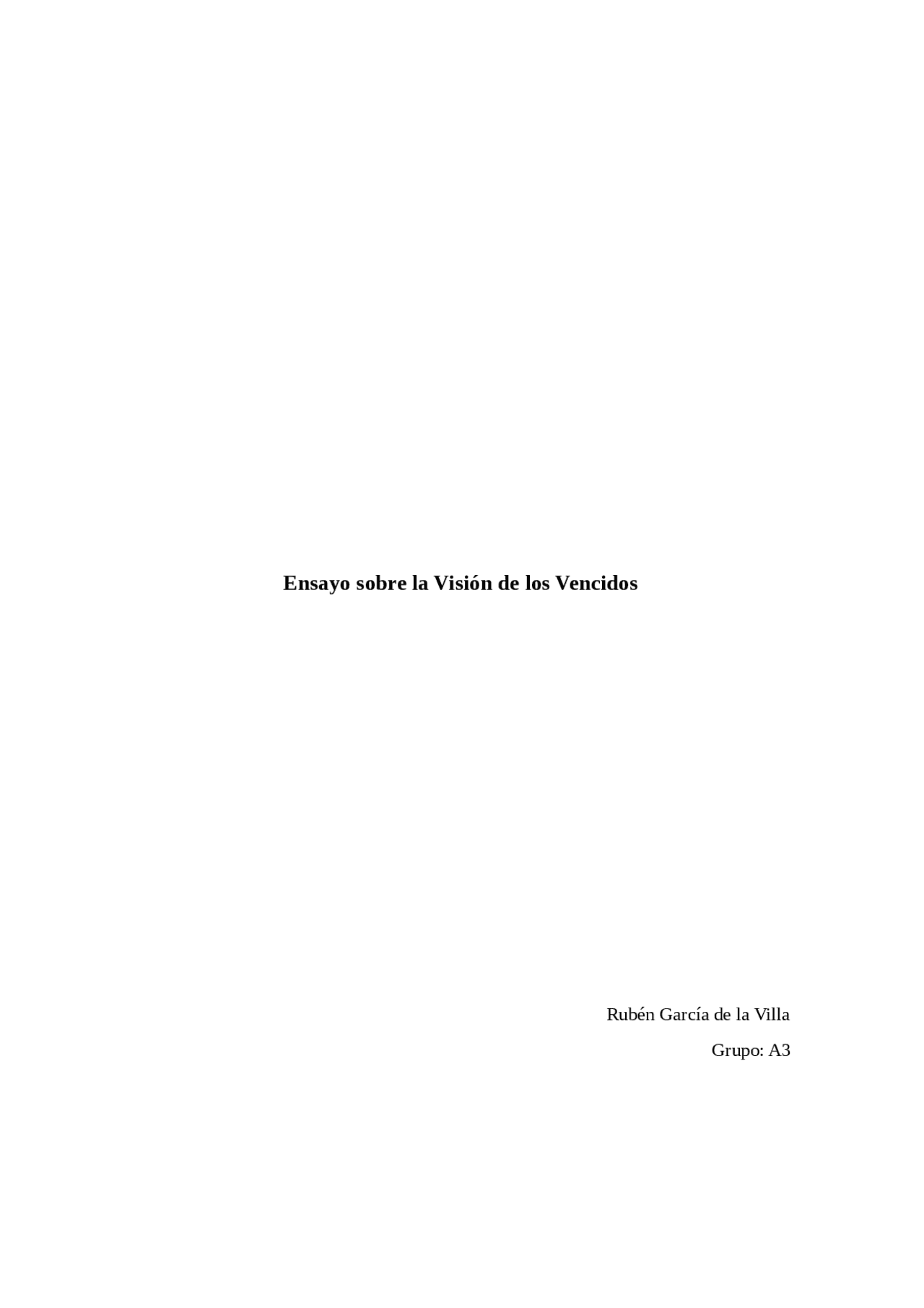 Ensayo Vision De Los Vencidos Universidad Complutense Madrid Docsity
