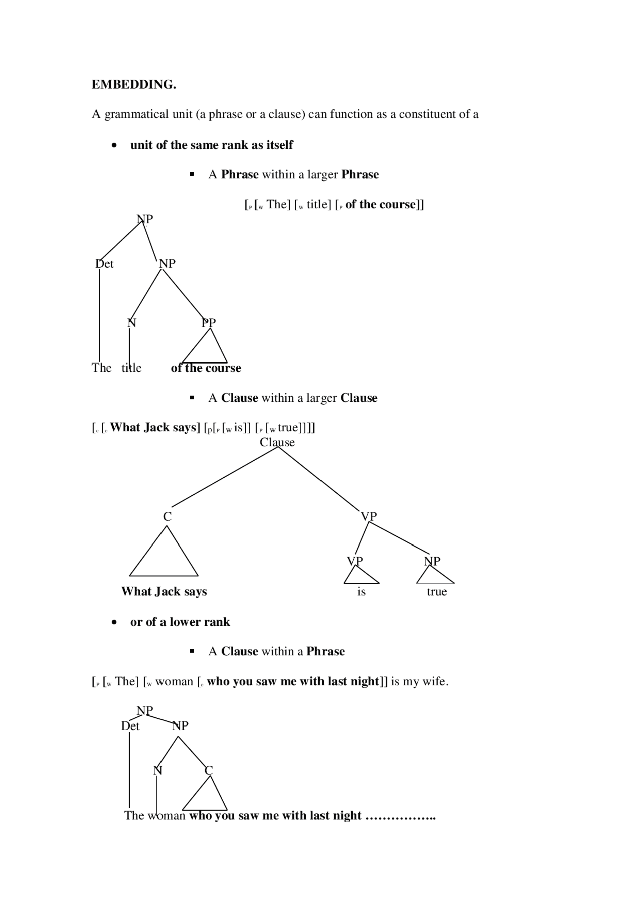 Syntax Embedding English Syntax - Embedding 2019 - Docsity