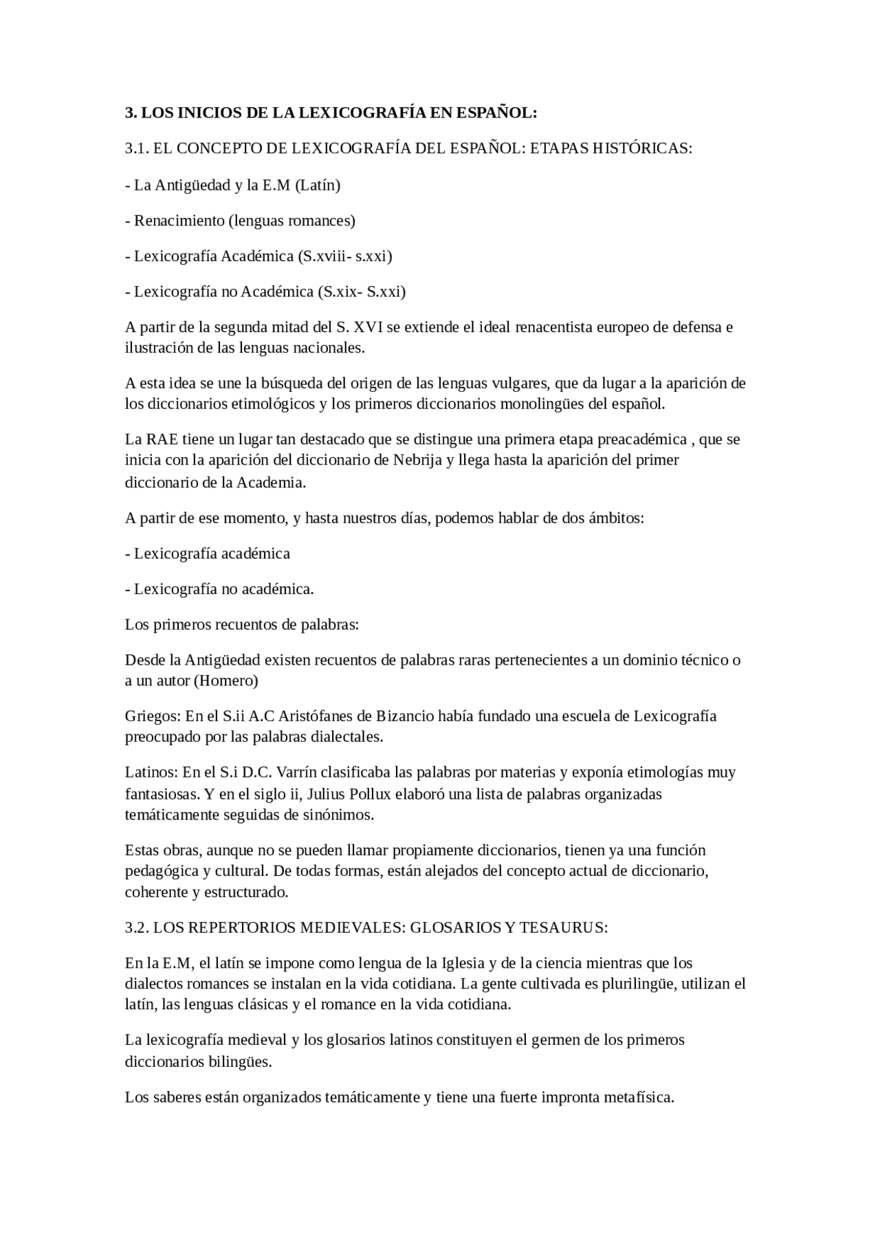 Apuntes lexicografía del espaol - Docsity