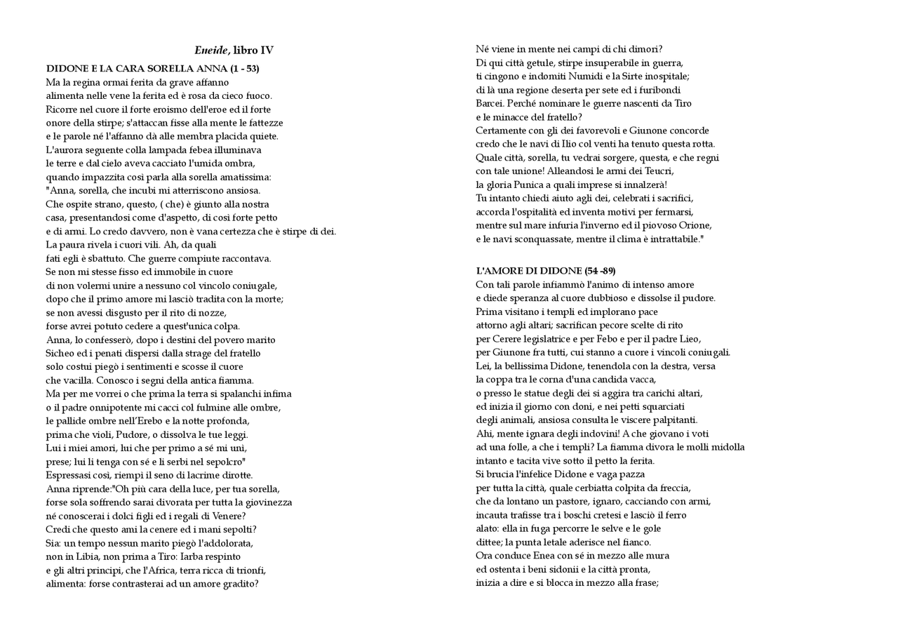 Traduzione del libro IV dell'Eneide - Docsity