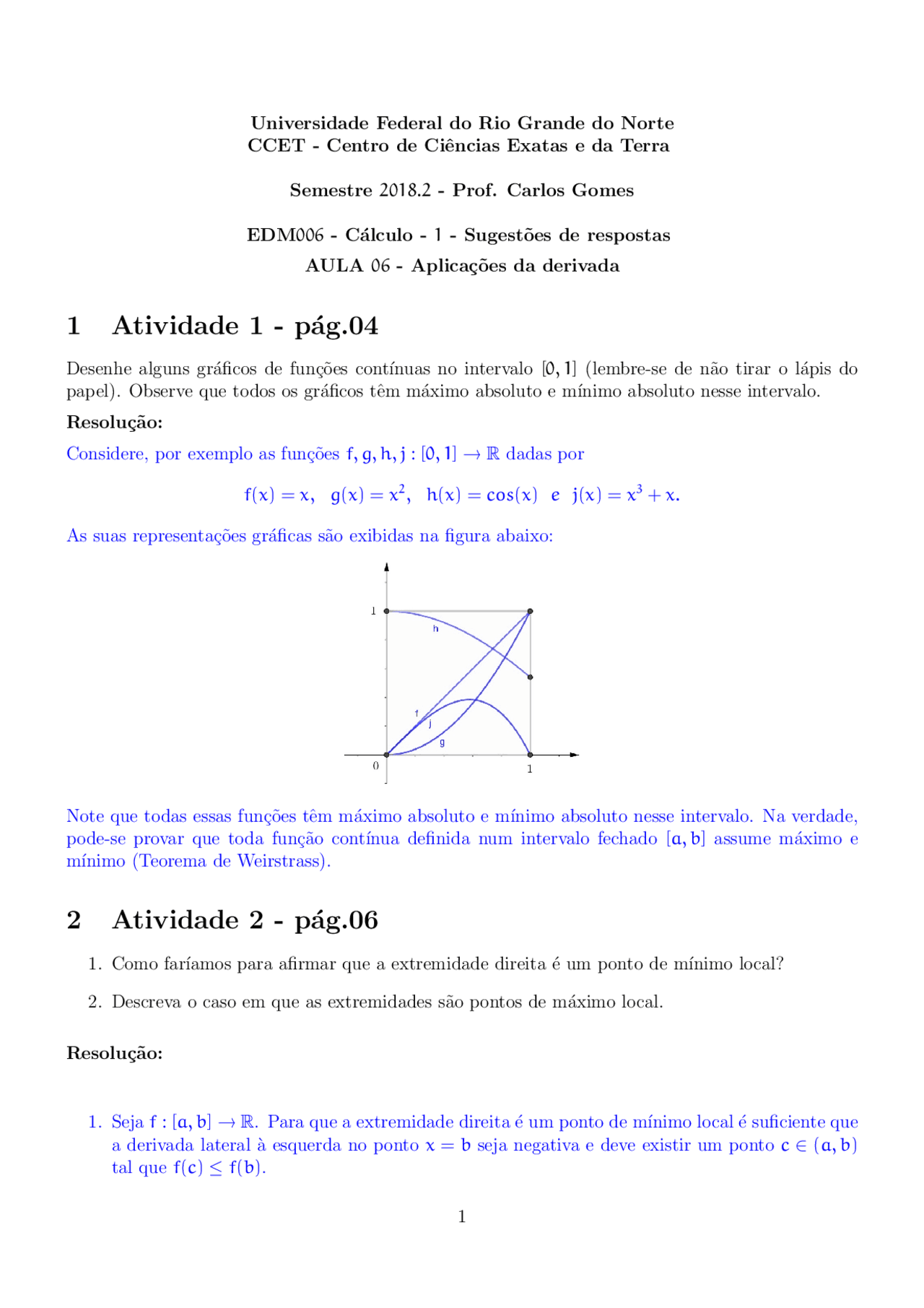 Sugestoes De Respostas Calculo 1 Docsity