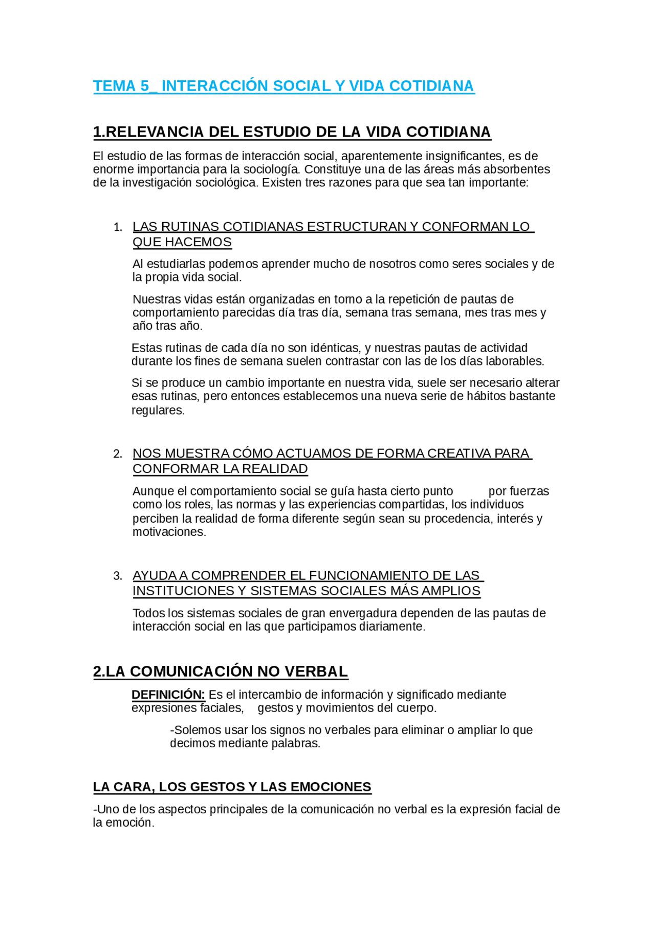 Interaccion Social Y Vida Cotidiana Docsity