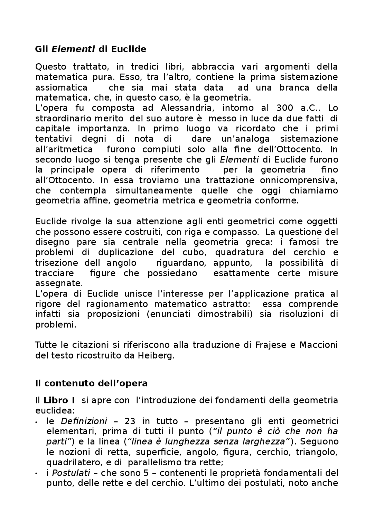 Gli Elementi di Euclide Appunti di Matematica Docsity