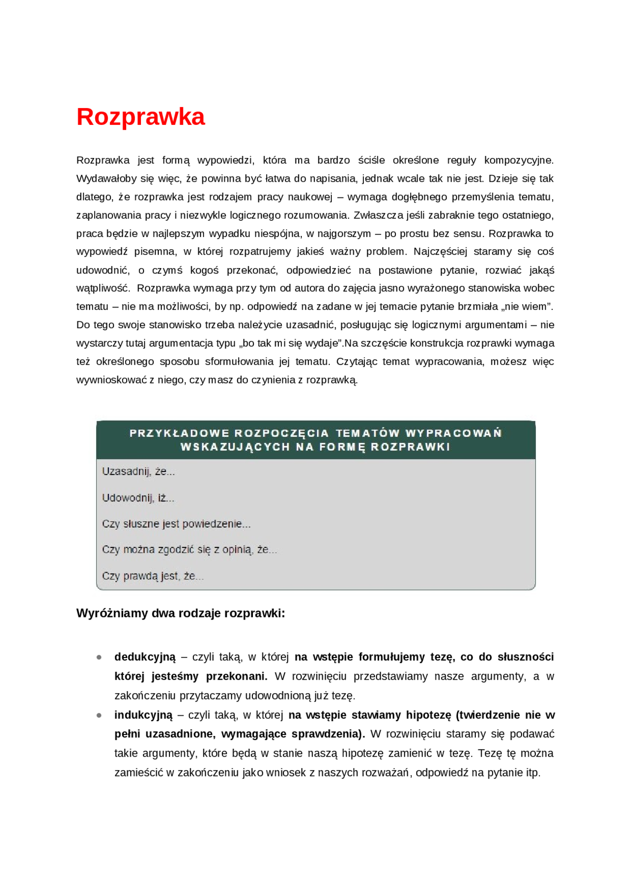 Jak napisać rozprawkę. - Docsity