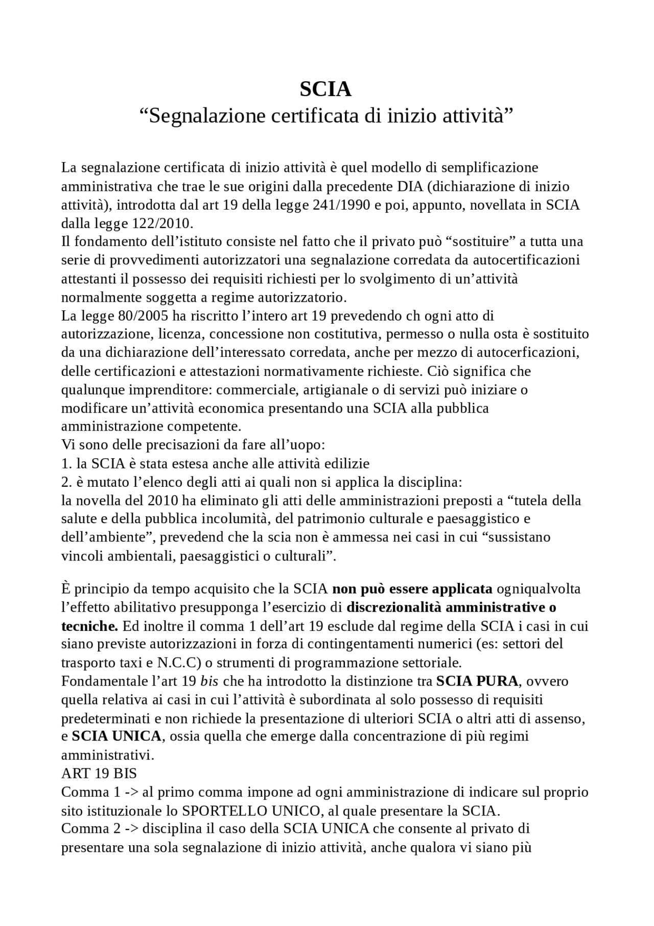 Segnalazione certificata di inizio attività (scia) Docsity Segnalazione certificata di inizio attività (scia) Docsity