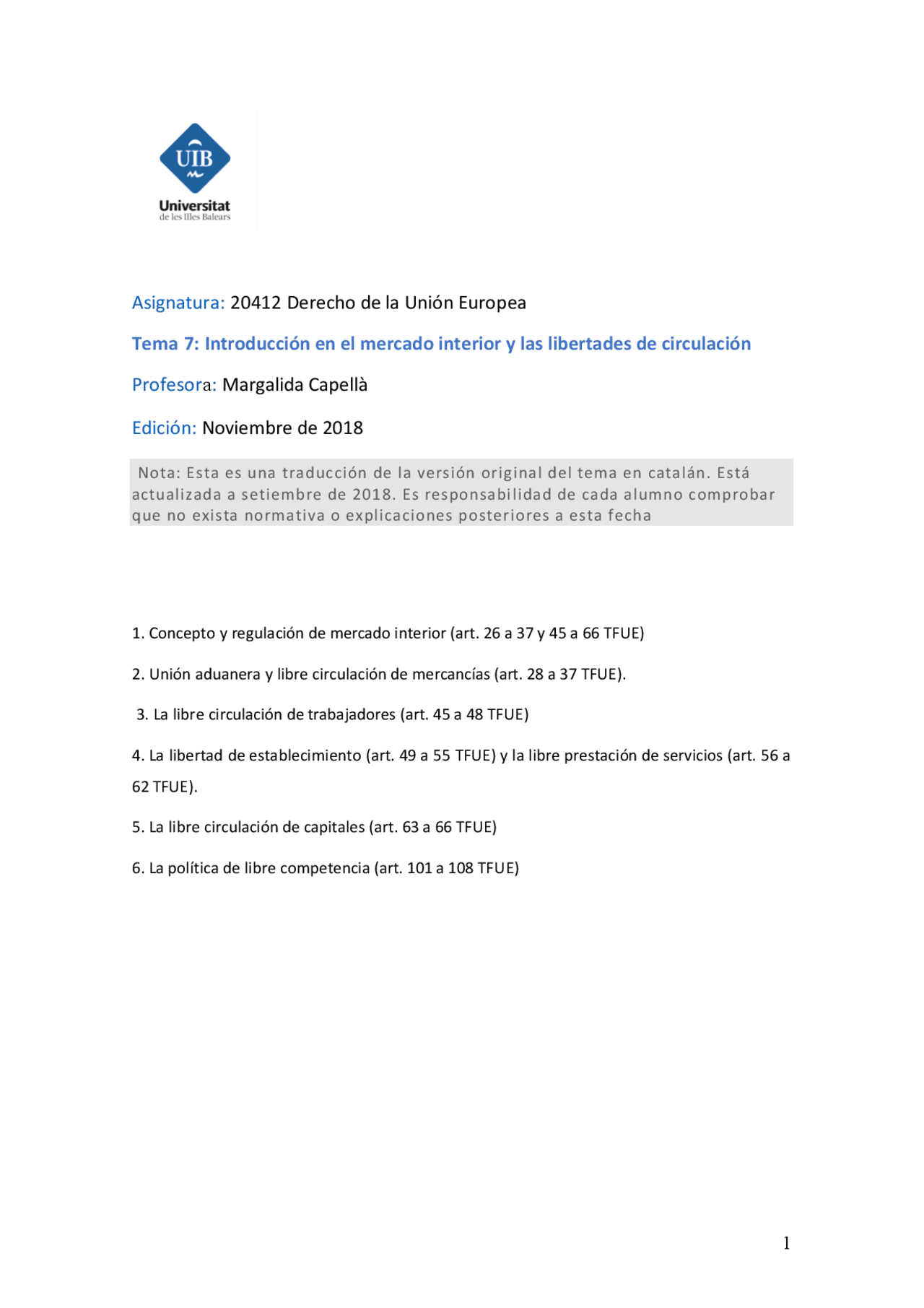Derecho de la Unión Europea - Docsity