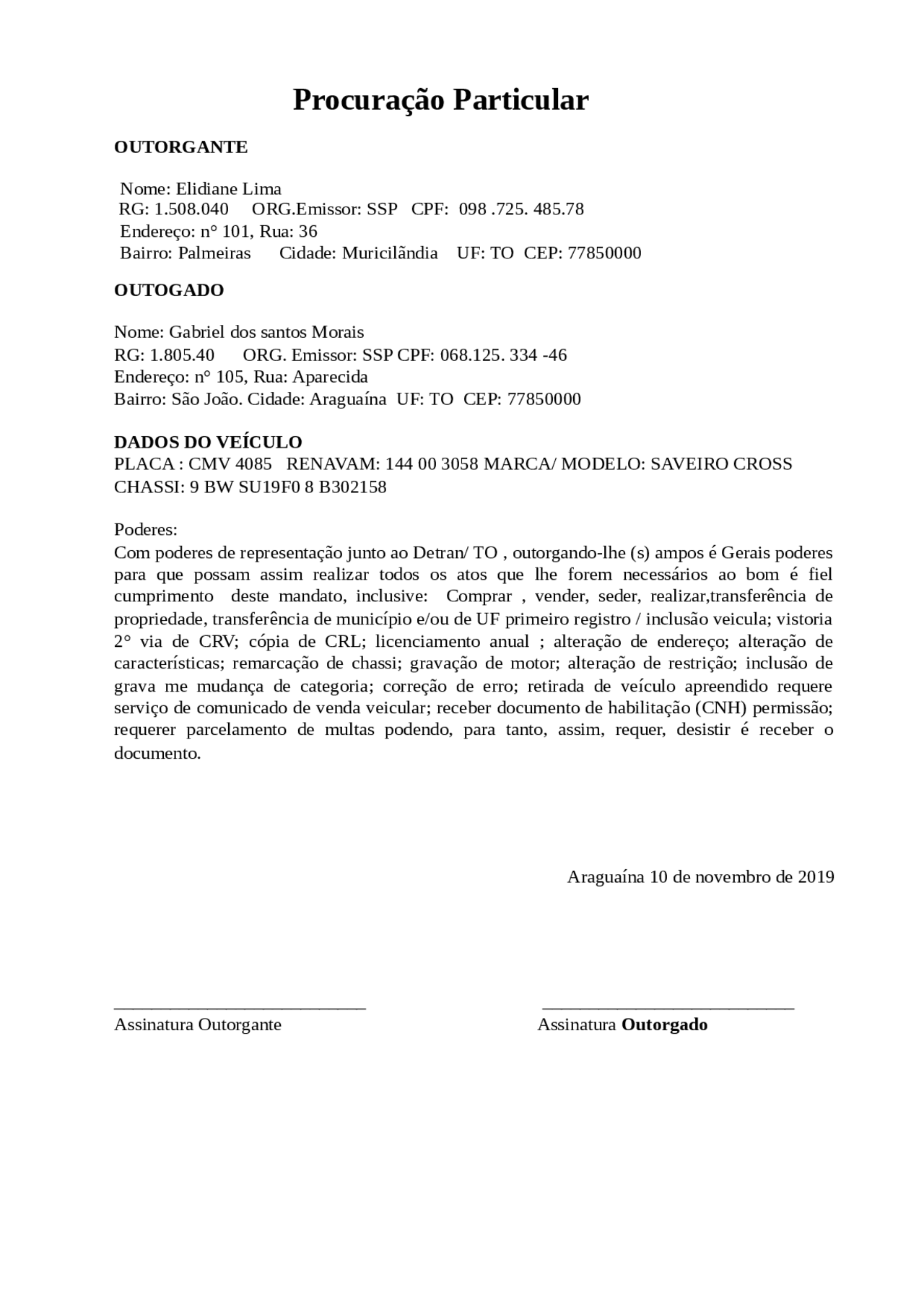 Procuração Simples Para Representação - NAZAEDU