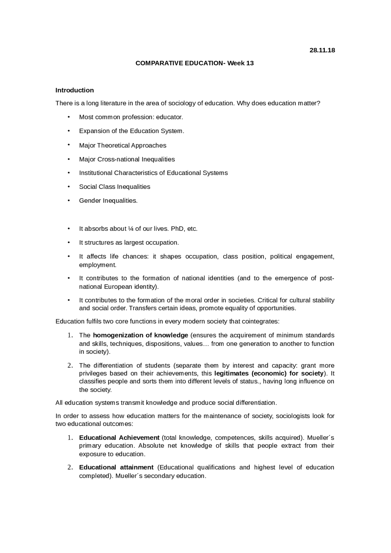 Unit 13 comparative sociology - Docsity
