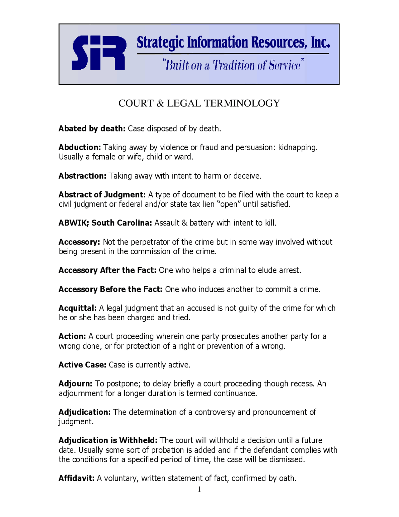 Ex Rel Examples COURT & LEGAL TERMINOLOGY - Docsity