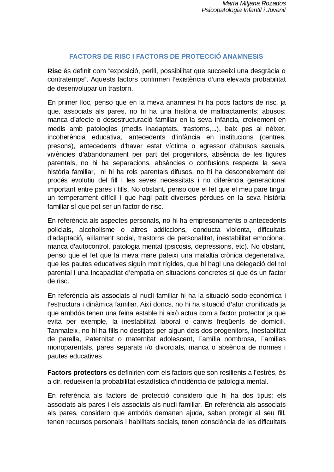 Factors de risc i protecció - Docsity