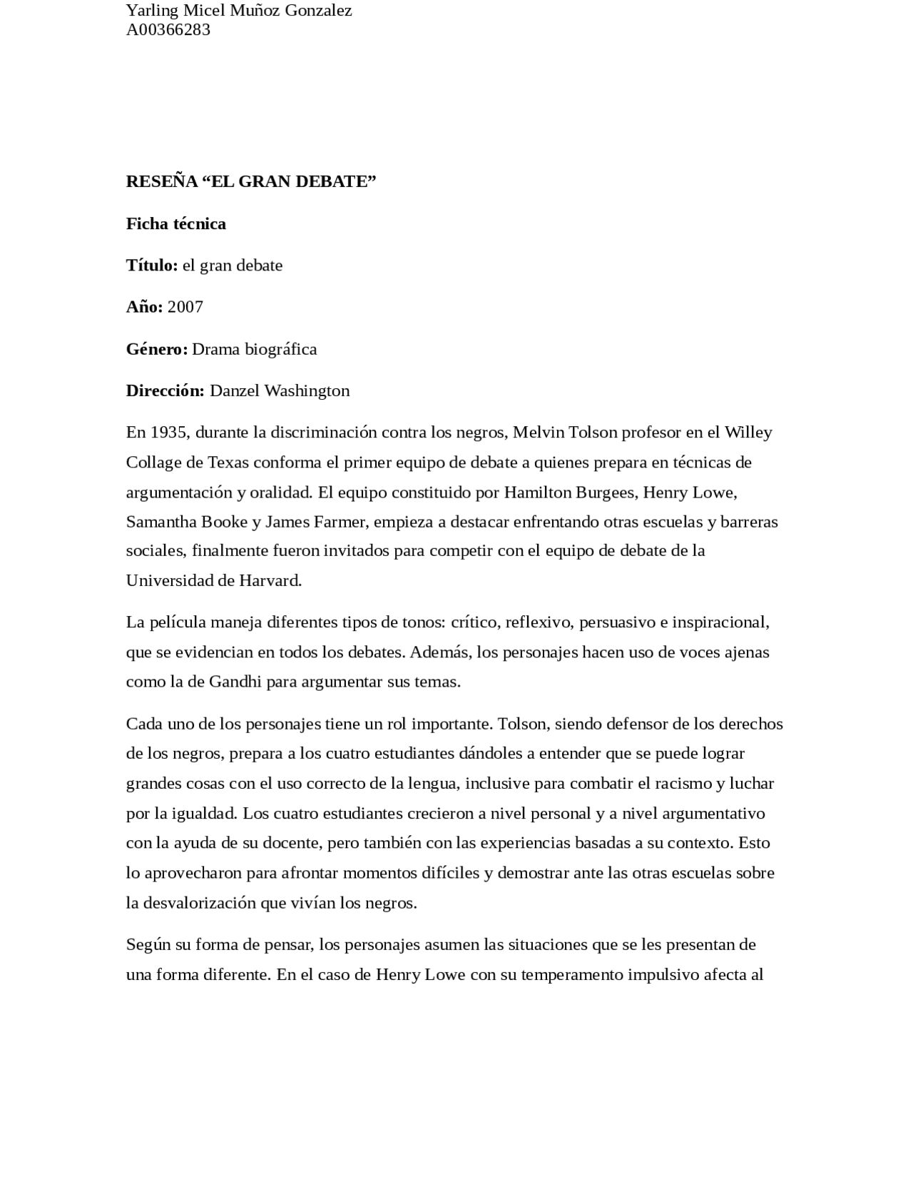 El Gran Debate Resena Docsity
