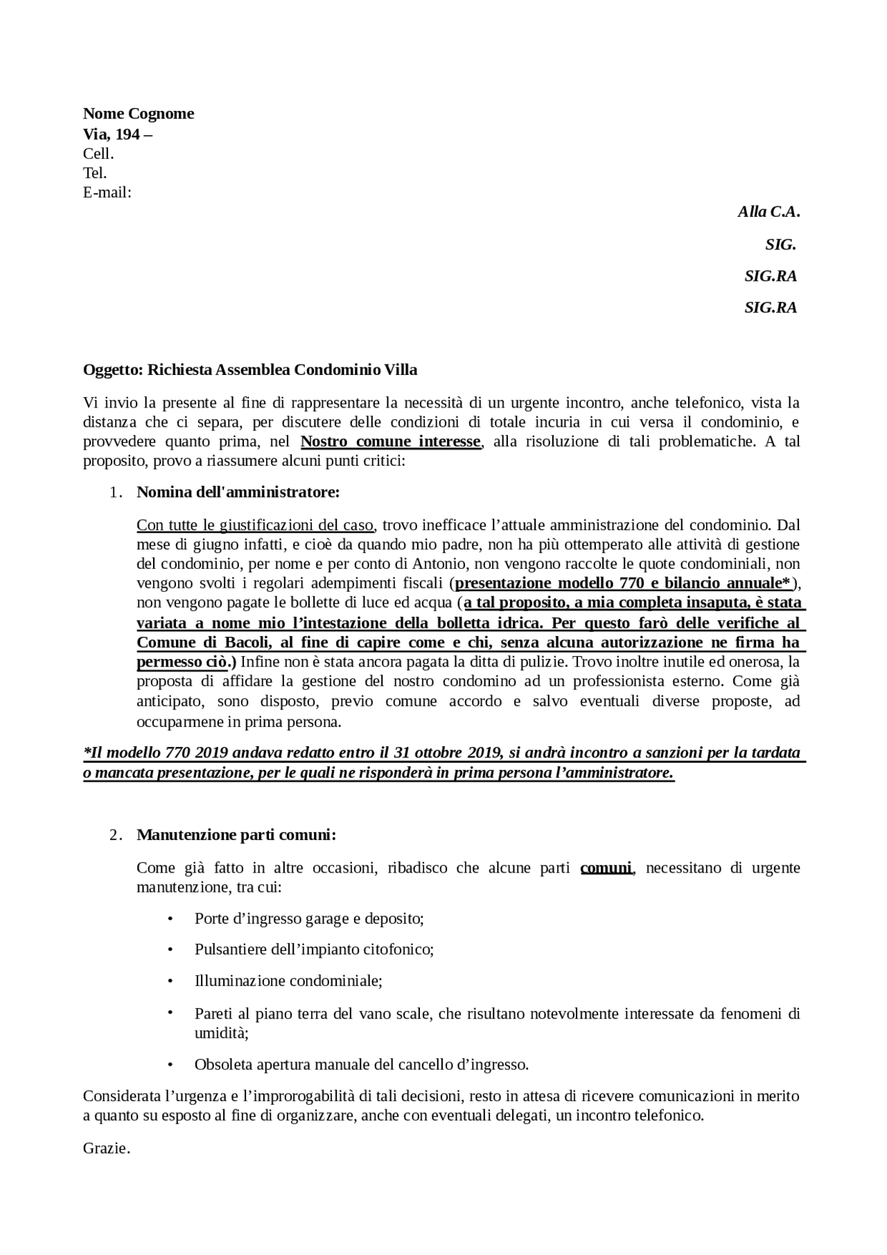 Nomina Amministratore di condominio | Esquemas de Diritto ...