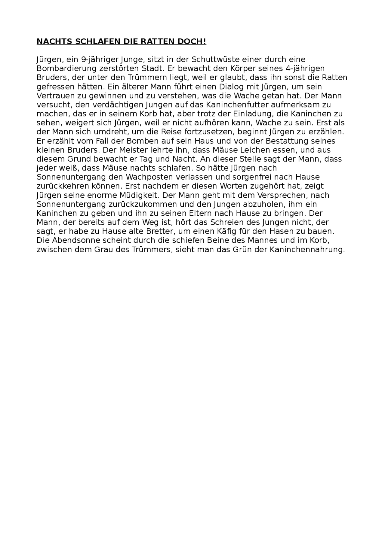 Interpretation Nachts Schlafen Die Ratten Doch Nachts schlafen die Ratten doch! | Sintesi del corso di Tedesco - Docsity