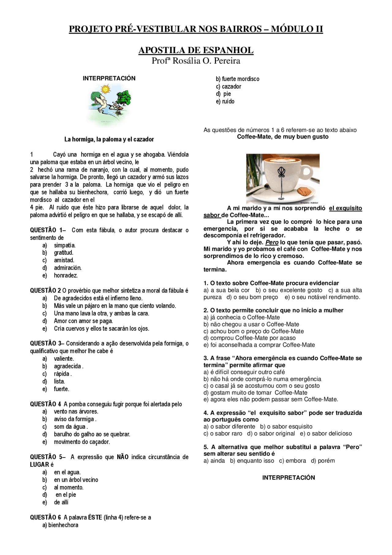 Prova De Espanhol Do Enem - FDPLEARN