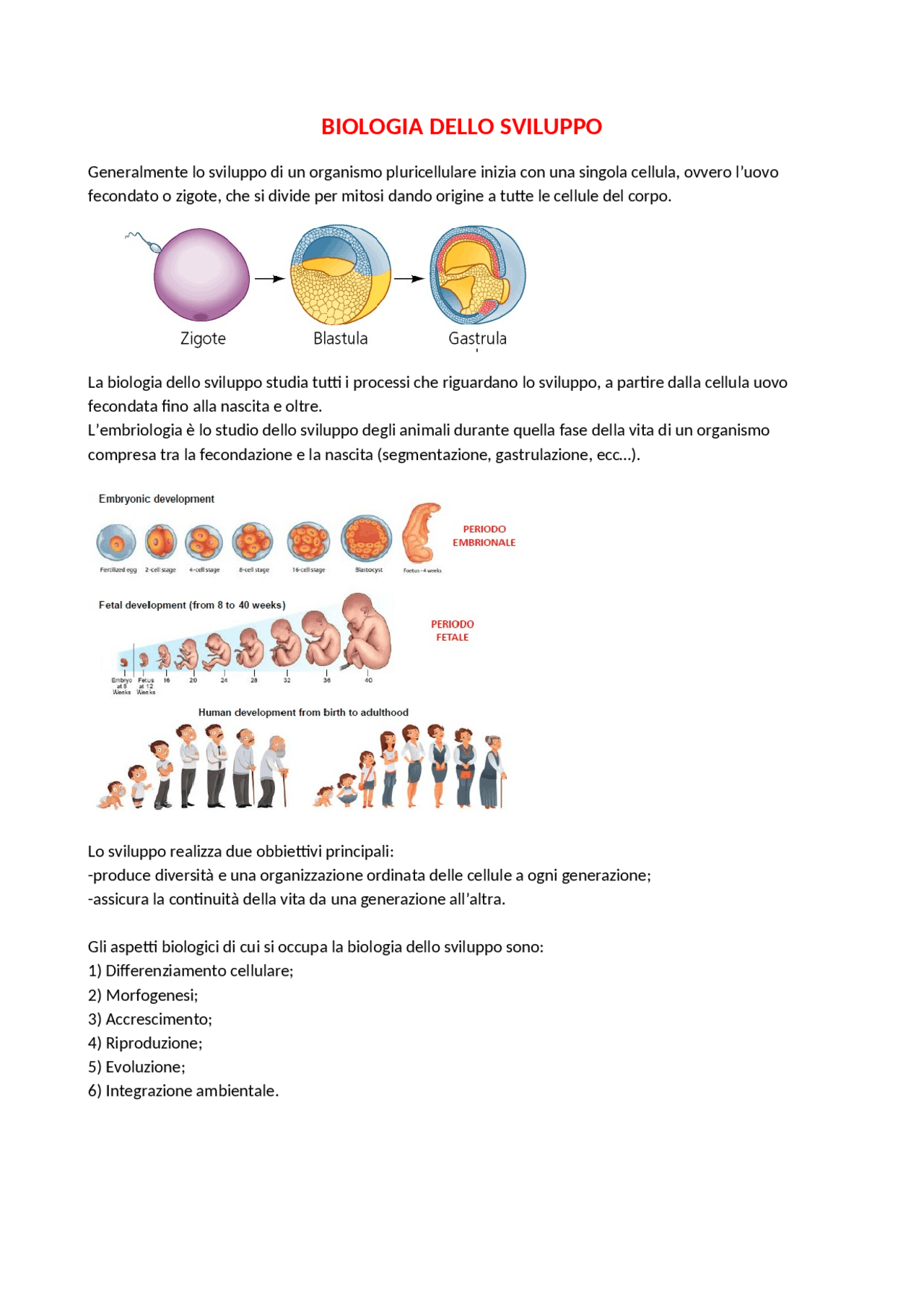 BIOLOGIA DELLO SVILUPPO pt.1 Docsity