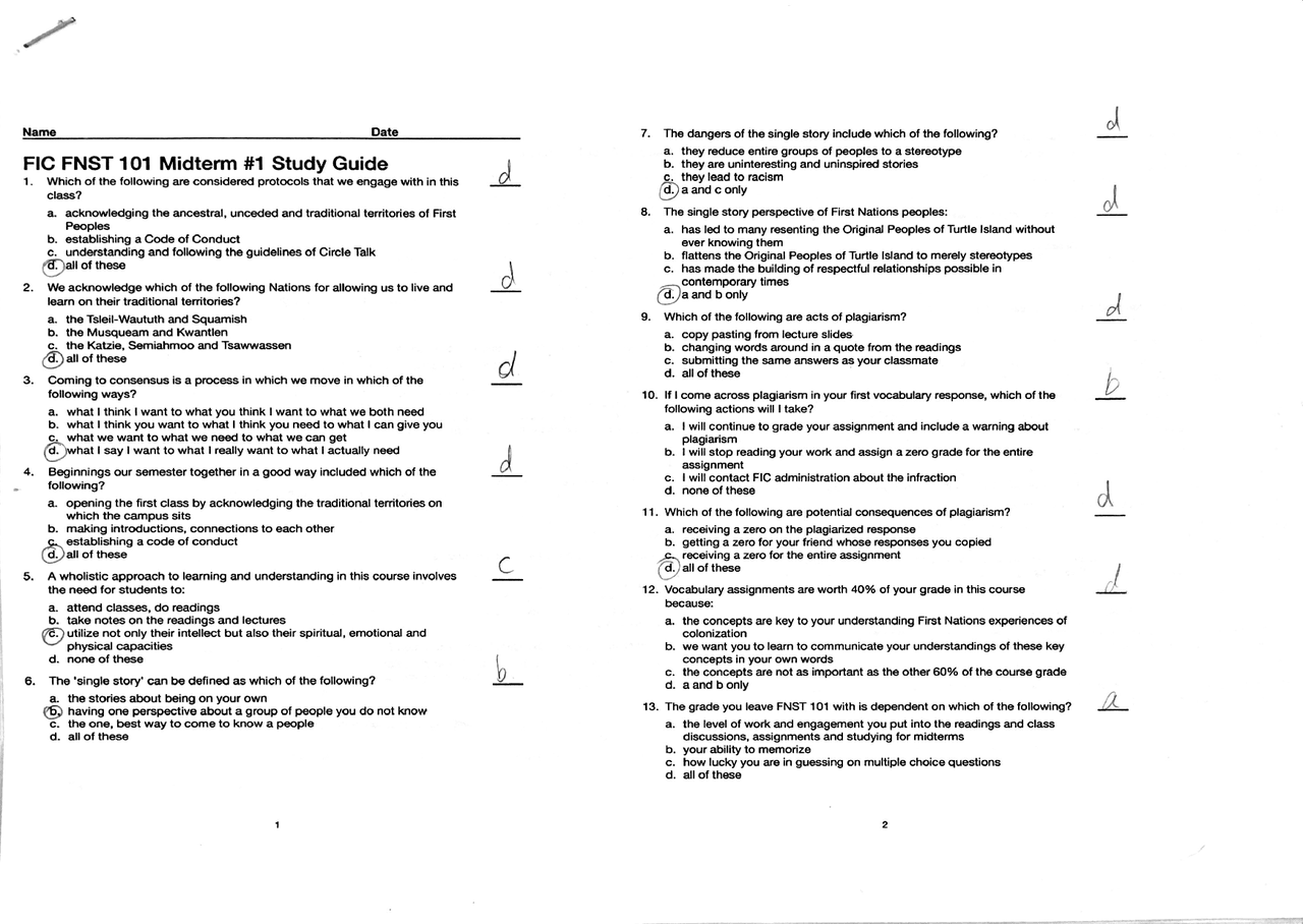 First Nations Questions First nation study course - Docsity