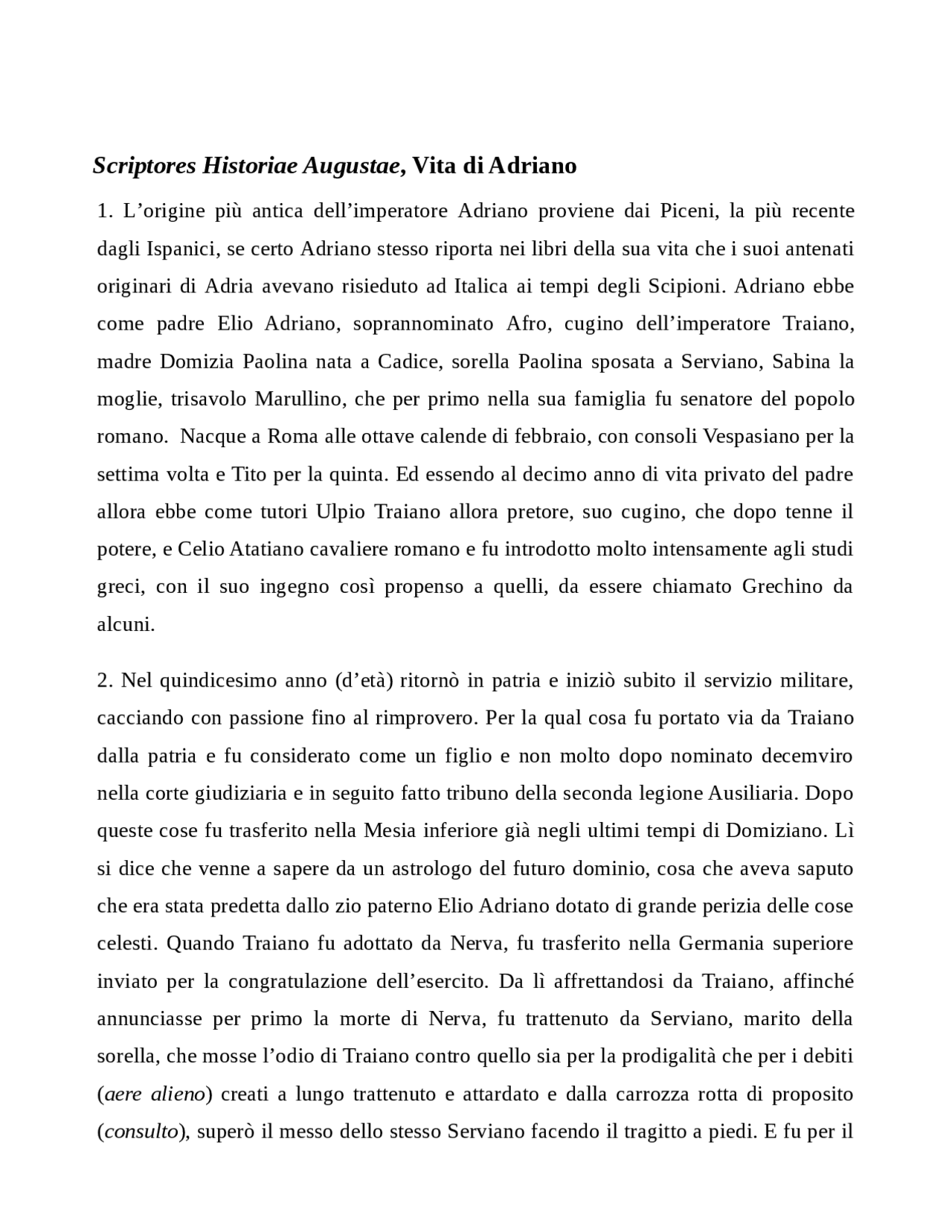Scriptores historiae augustae vita di adriano Docsity