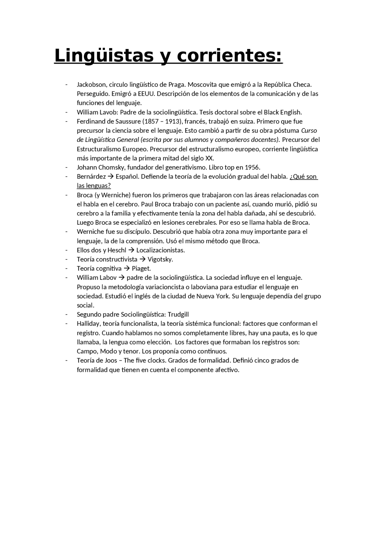 Lingüístas y corrientes - Docsity