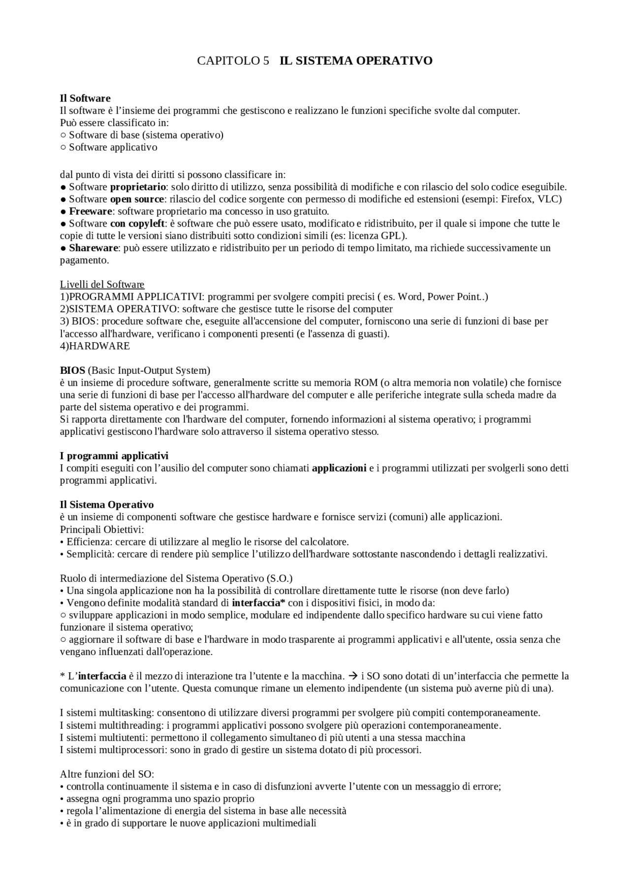 Il sistema operativo - Docsity