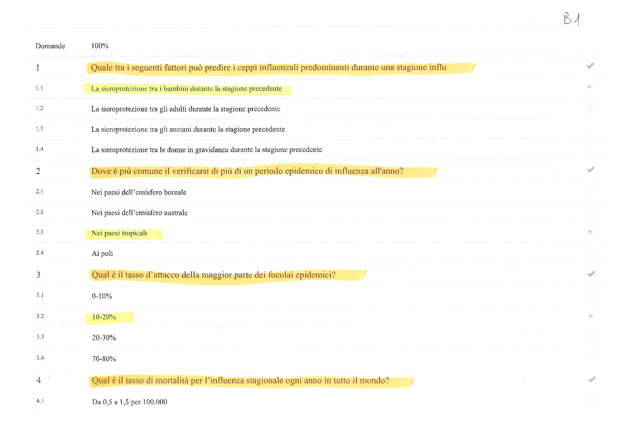 Risposte modulo 2 corso FAD online influfad | Prove d'esame di Medicina