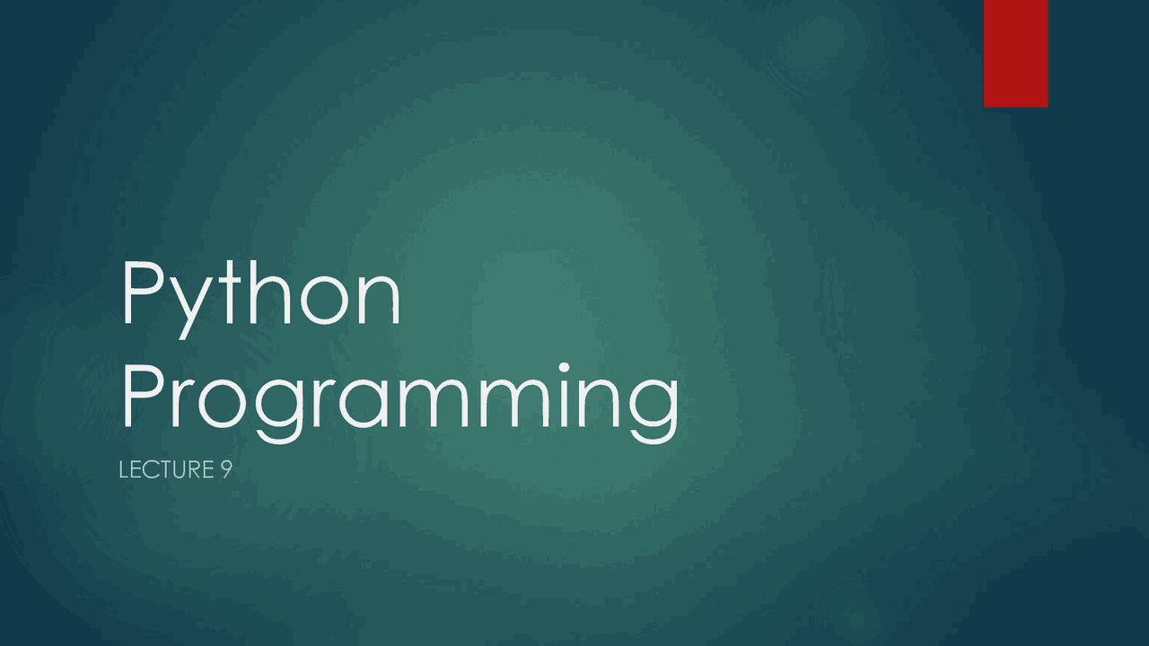 Python Programming langauge - Docsity