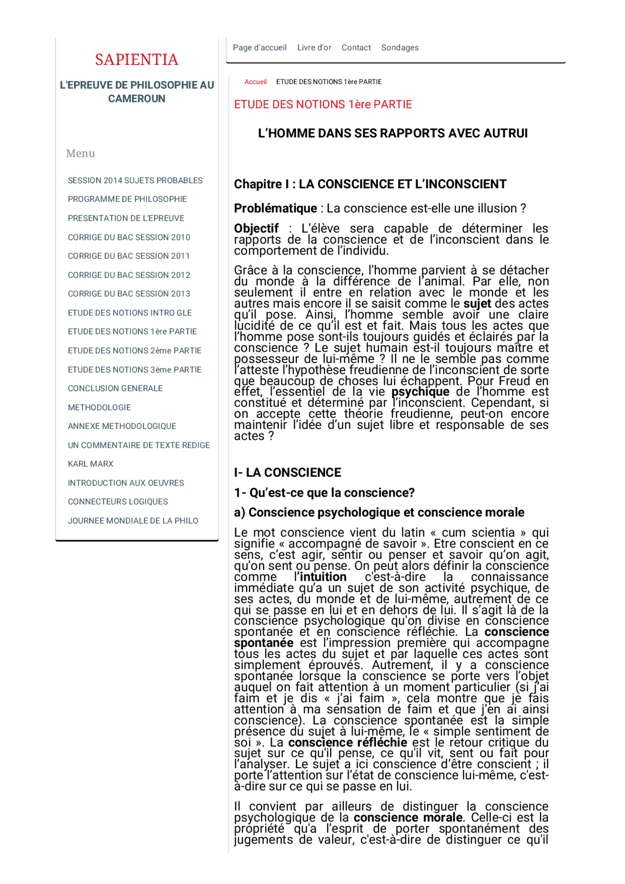 Sujet Corrigé Sur La Conscience Et Linconscient Pdf Conscience, Inconscient | Essays (high school) Philosophy | Docsity